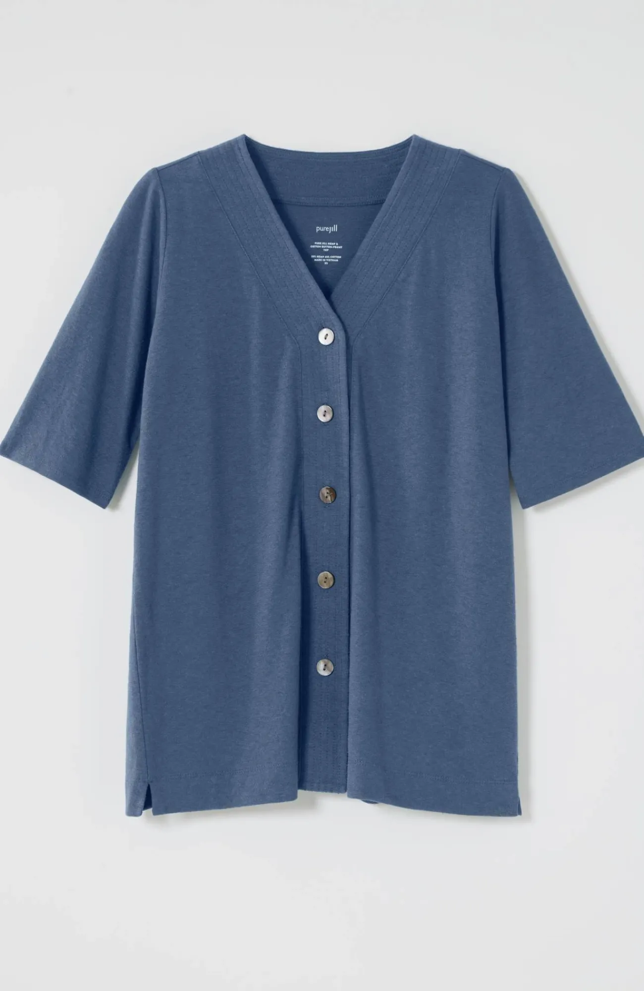 J.Jill Pure Jill Hemp & Cotton Button-Front Top Sale