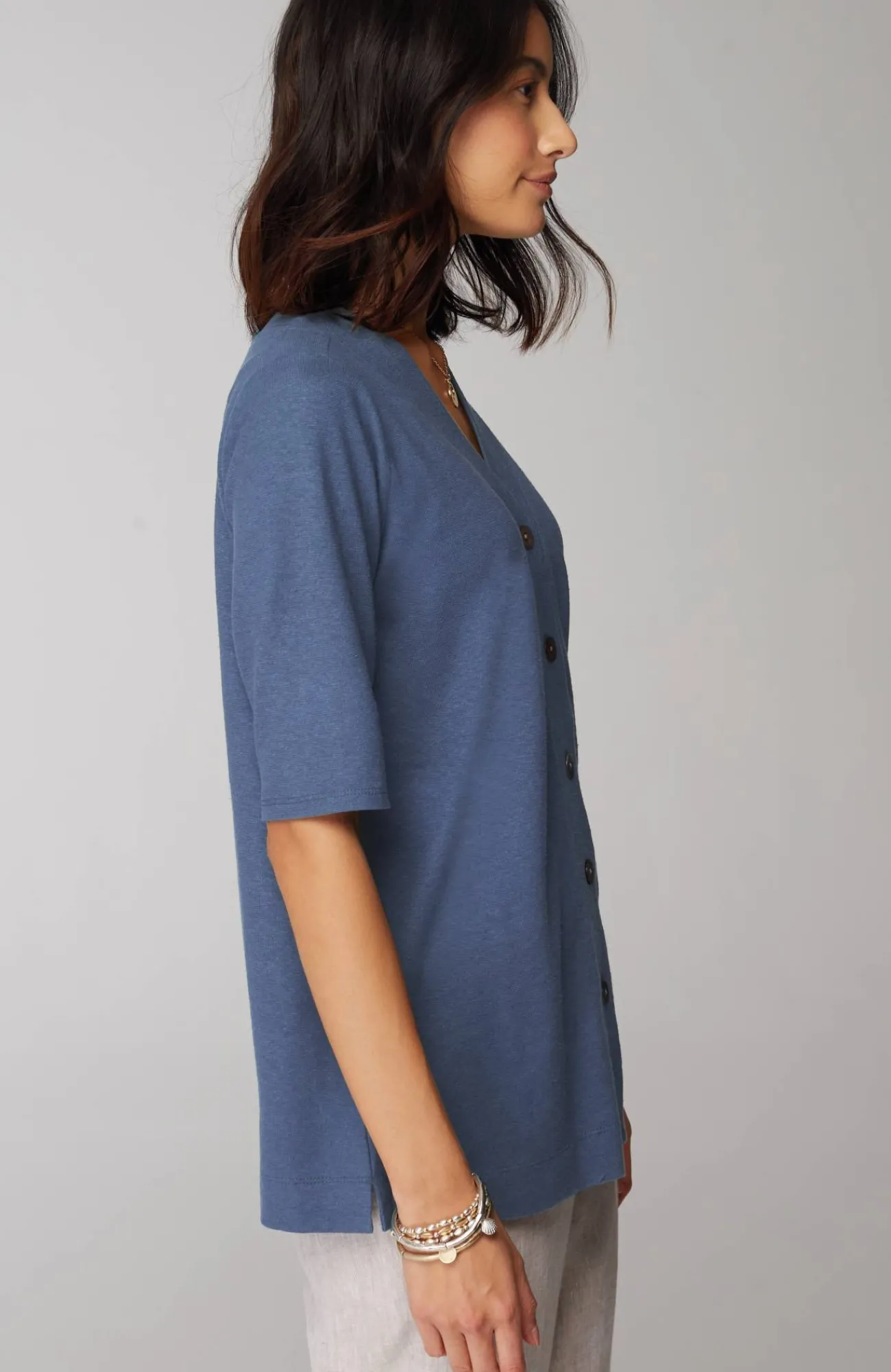 J.Jill Pure Jill Hemp & Cotton Button-Front Top Sale