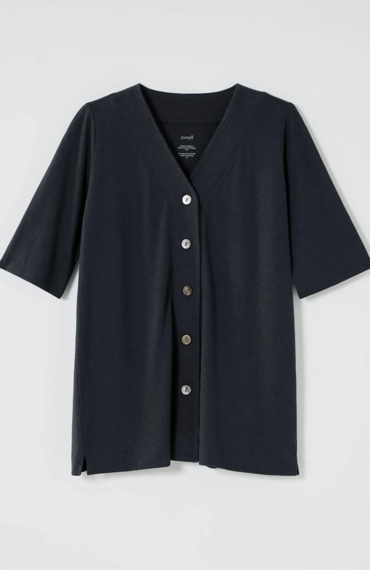 J.Jill Pure Jill Hemp & Cotton Button-Front Top Sale