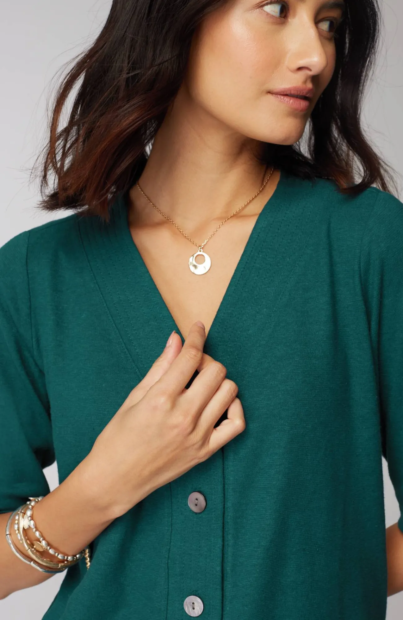 J.Jill Pure Jill Hemp & Cotton Button-Front Top Sale