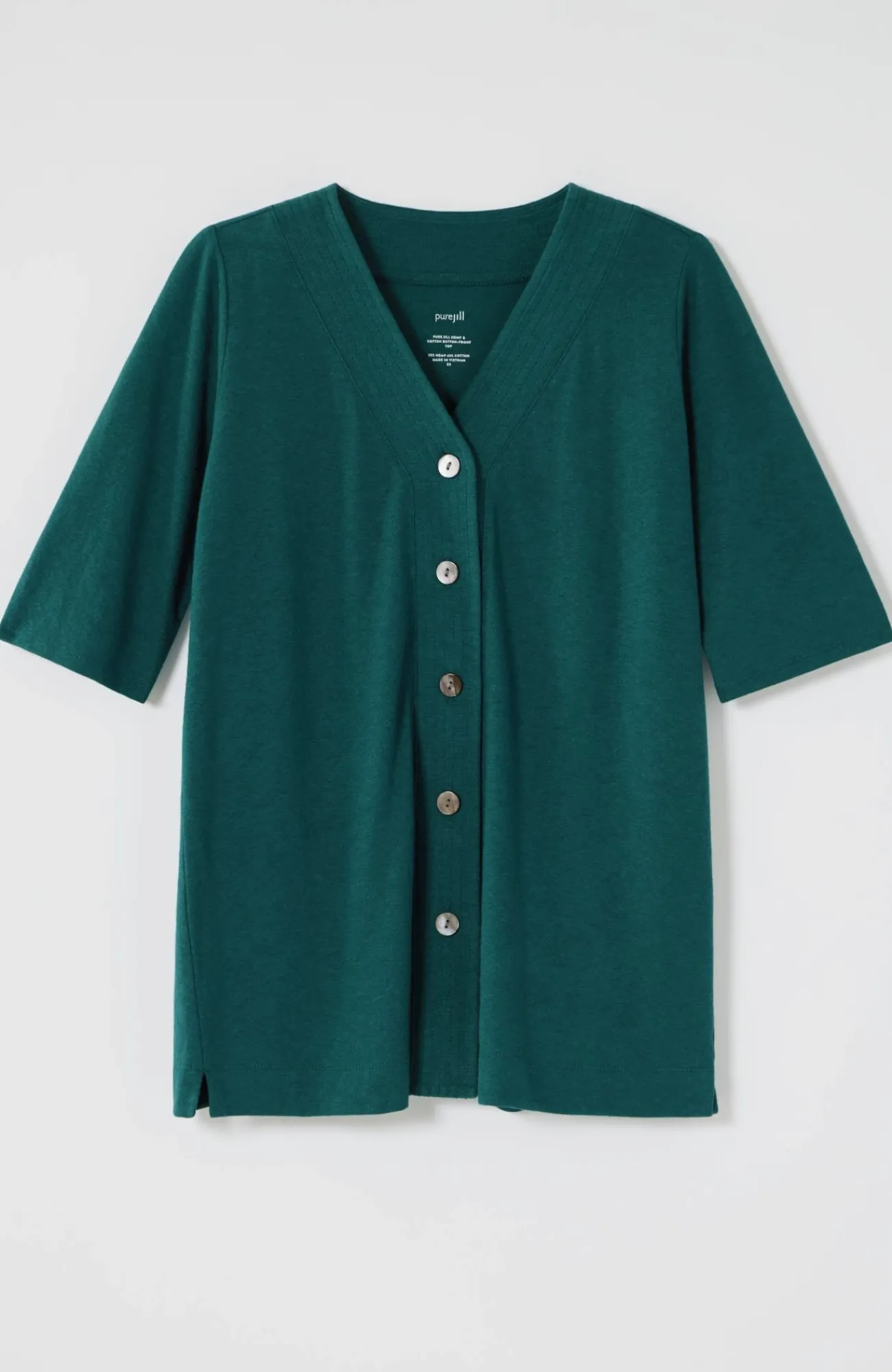J.Jill Pure Jill Hemp & Cotton Button-Front Top Sale