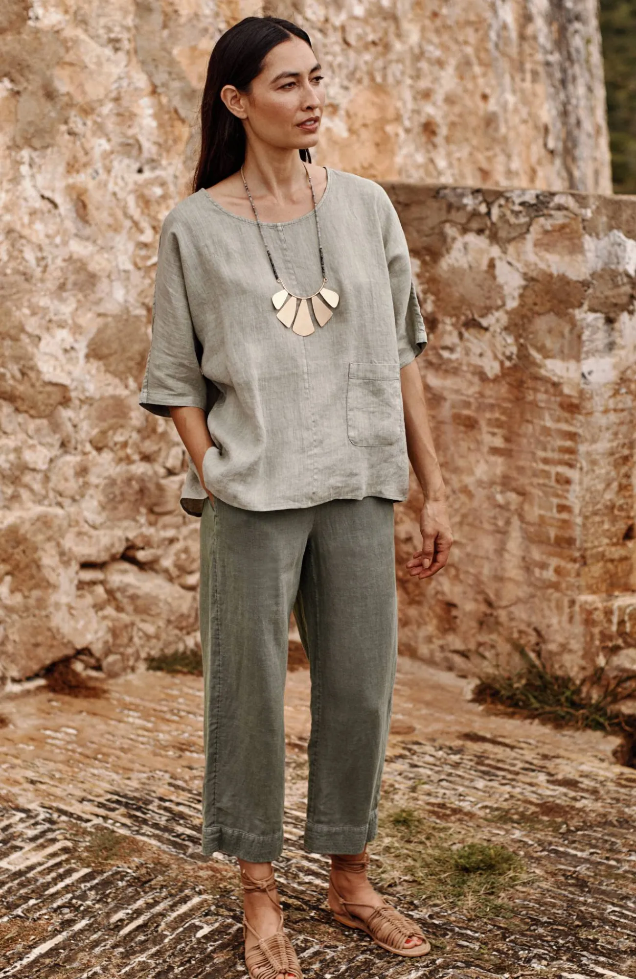 J.Jill Pure Jill Linen Trapunto-Stitched Pants Best Sale