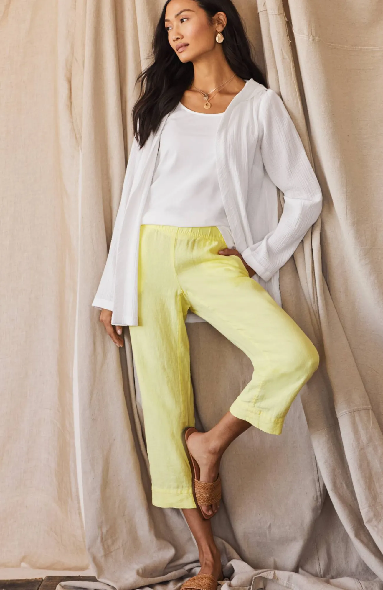 J.Jill Pure Jill Linen Trapunto-Stitched Pants Best Sale
