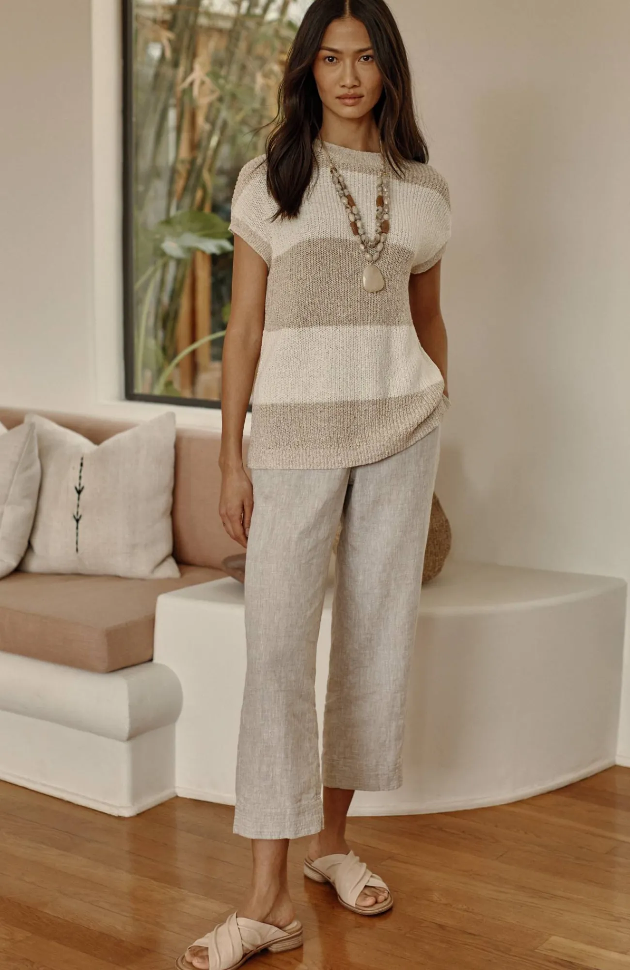 J.Jill Pure Jill Linen Trapunto-Stitched Pants Best Sale