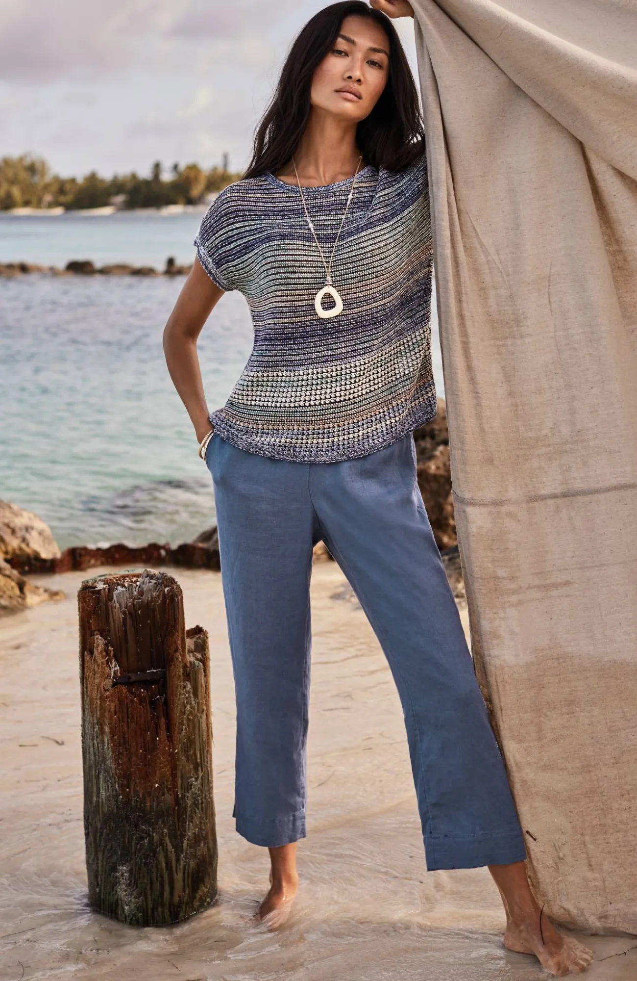 J.Jill Pure Jill Linen Trapunto-Stitched Pants Best Sale