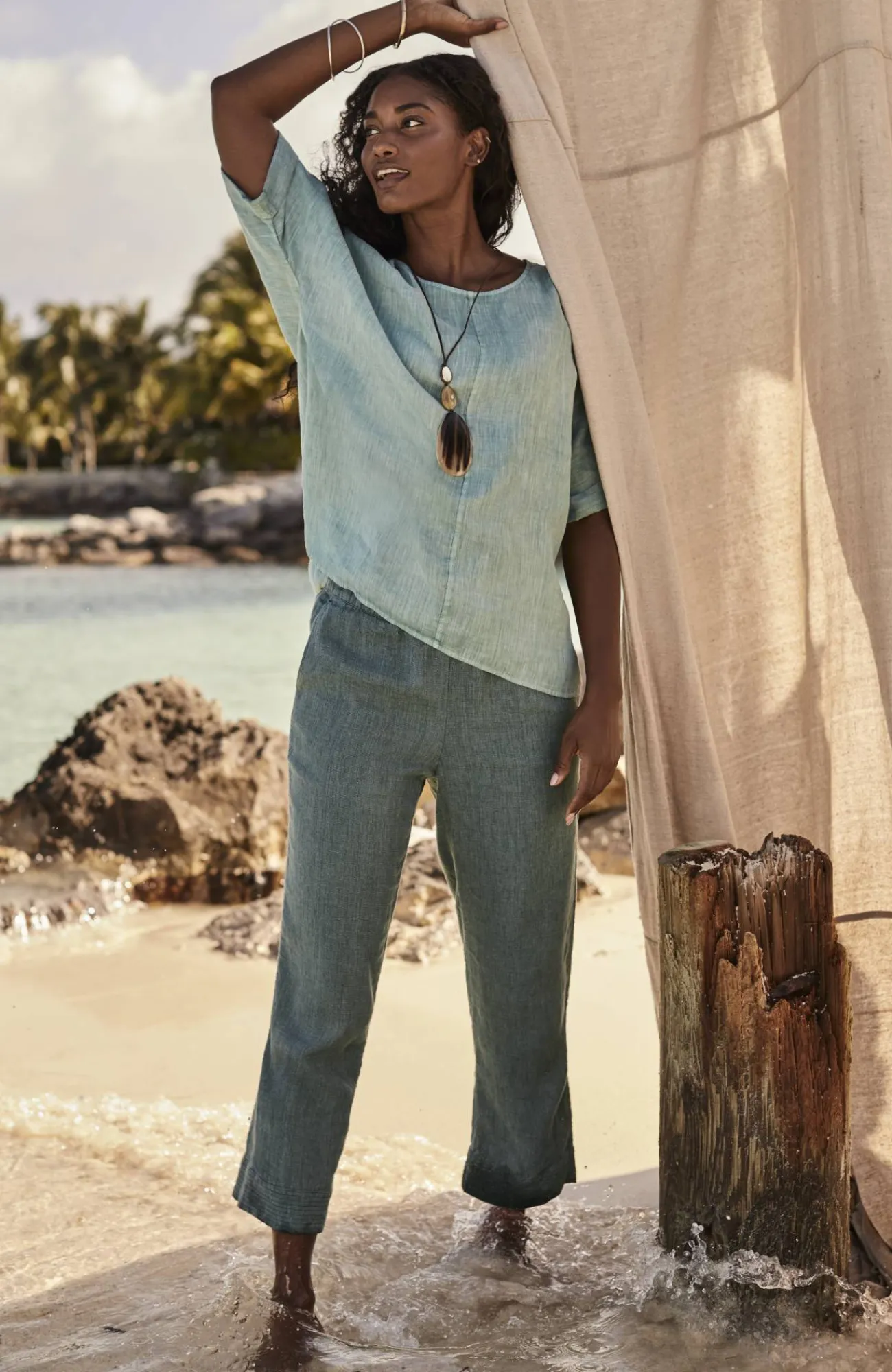 J.Jill Pure Jill Linen Trapunto-Stitched Pants Best Sale