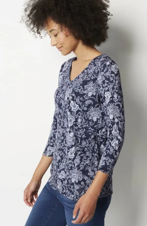 J.Jill Pure Jill Printed V-Neck Tee Cheap
