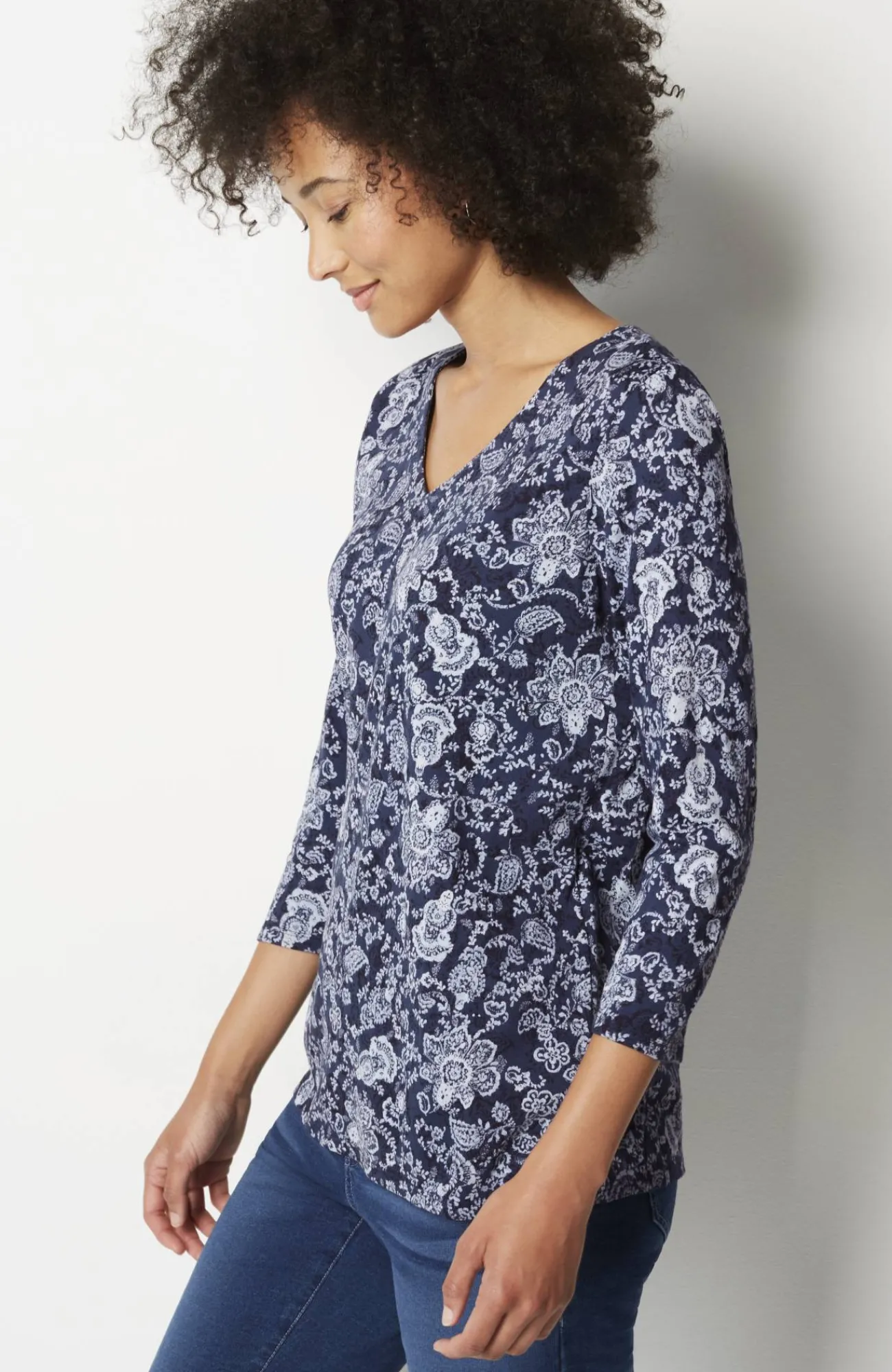 J.Jill Pure Jill Printed V-Neck Tee Cheap