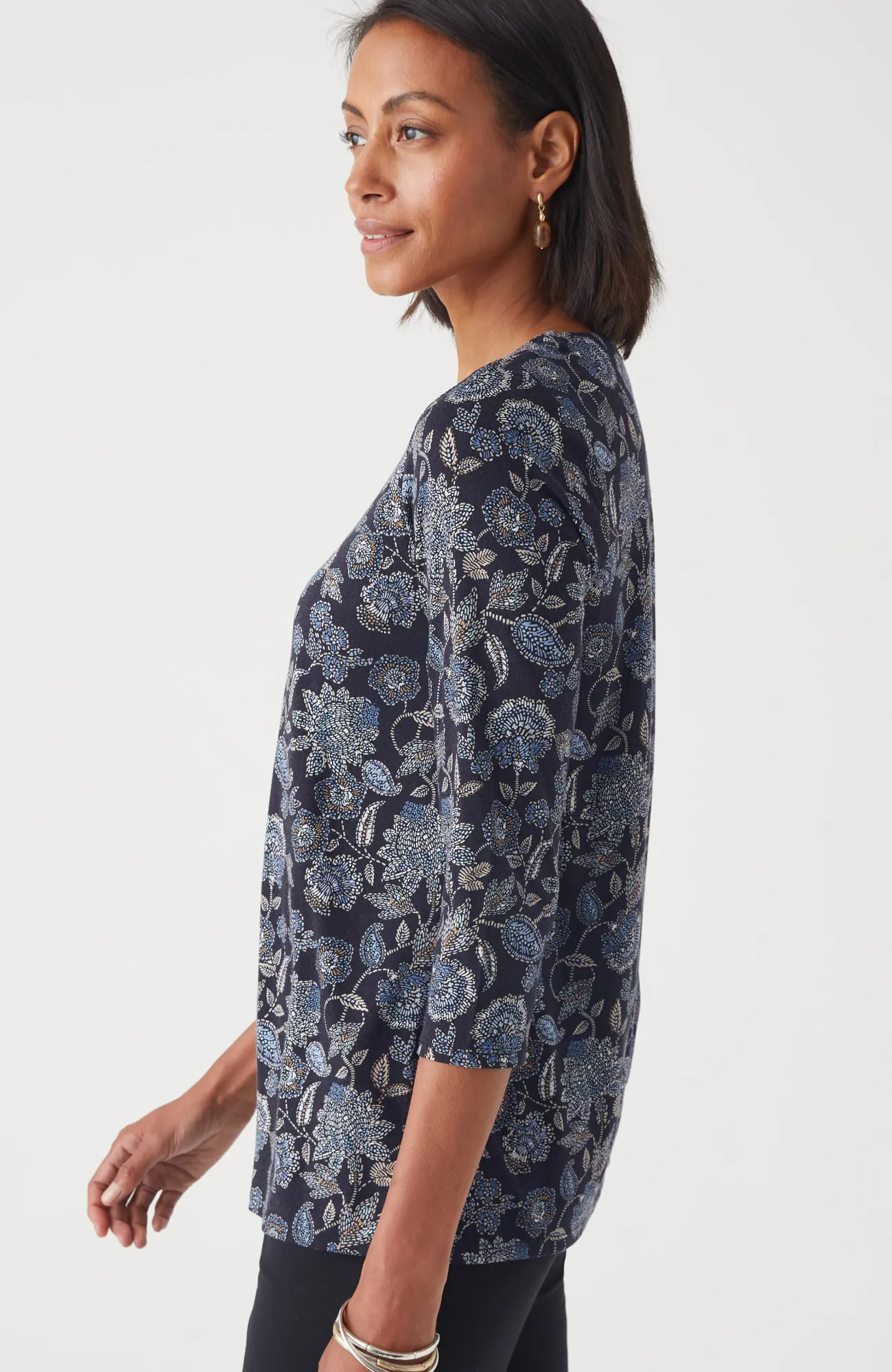 J.Jill Pure Jill Printed V-Neck Tee Cheap