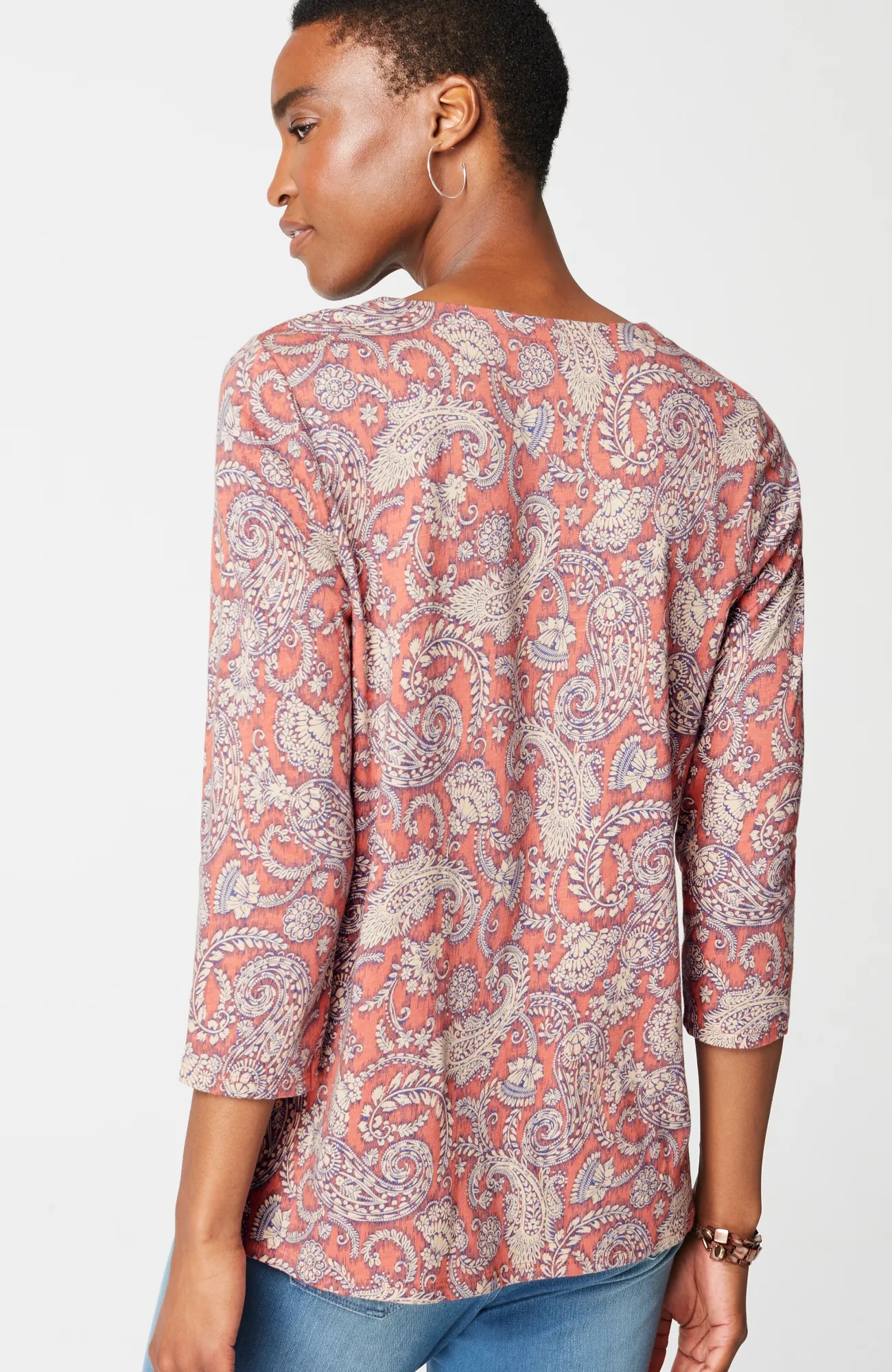 J.Jill Pure Jill Printed V-Neck Tee Cheap