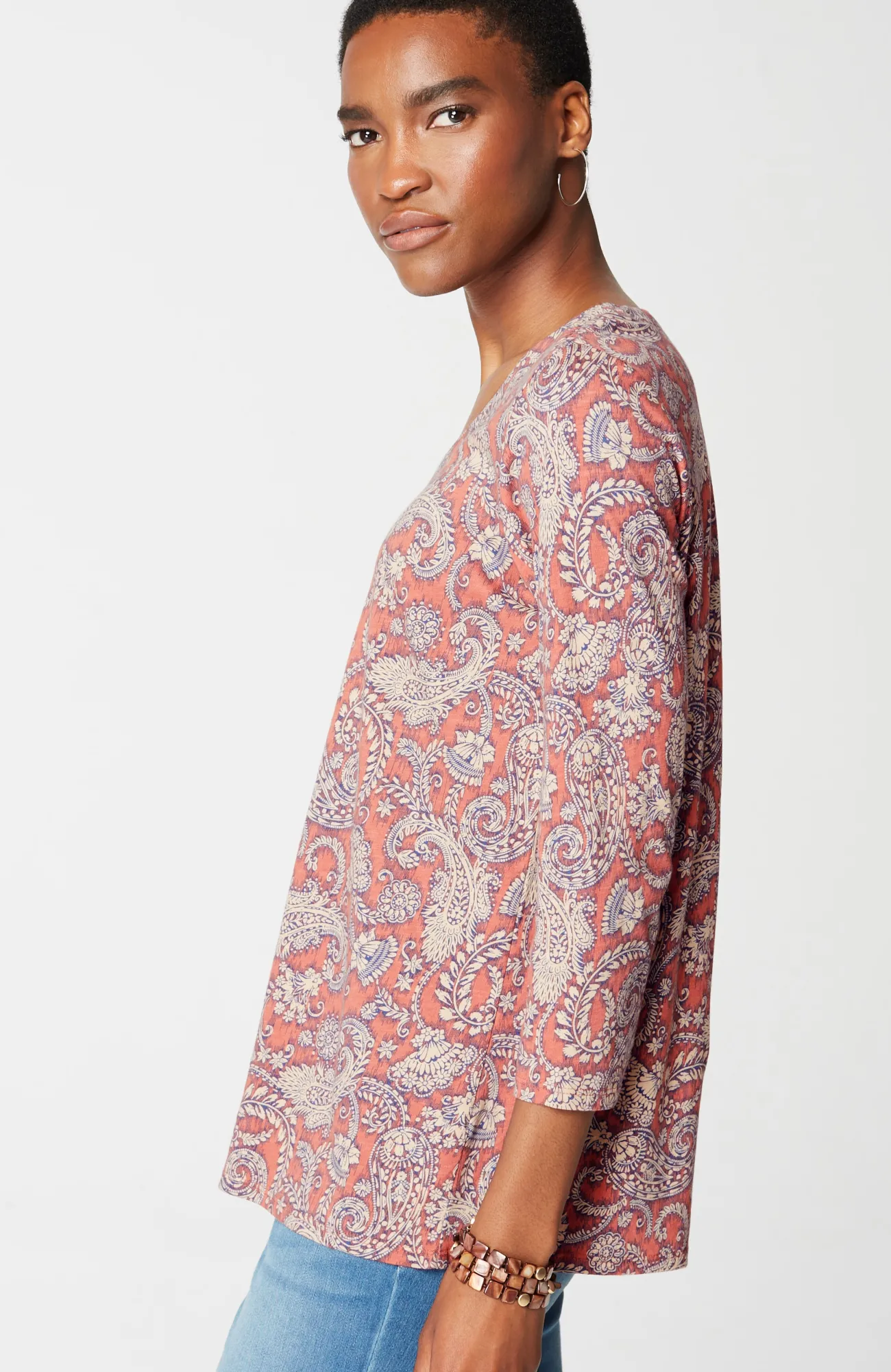 J.Jill Pure Jill Printed V-Neck Tee Cheap