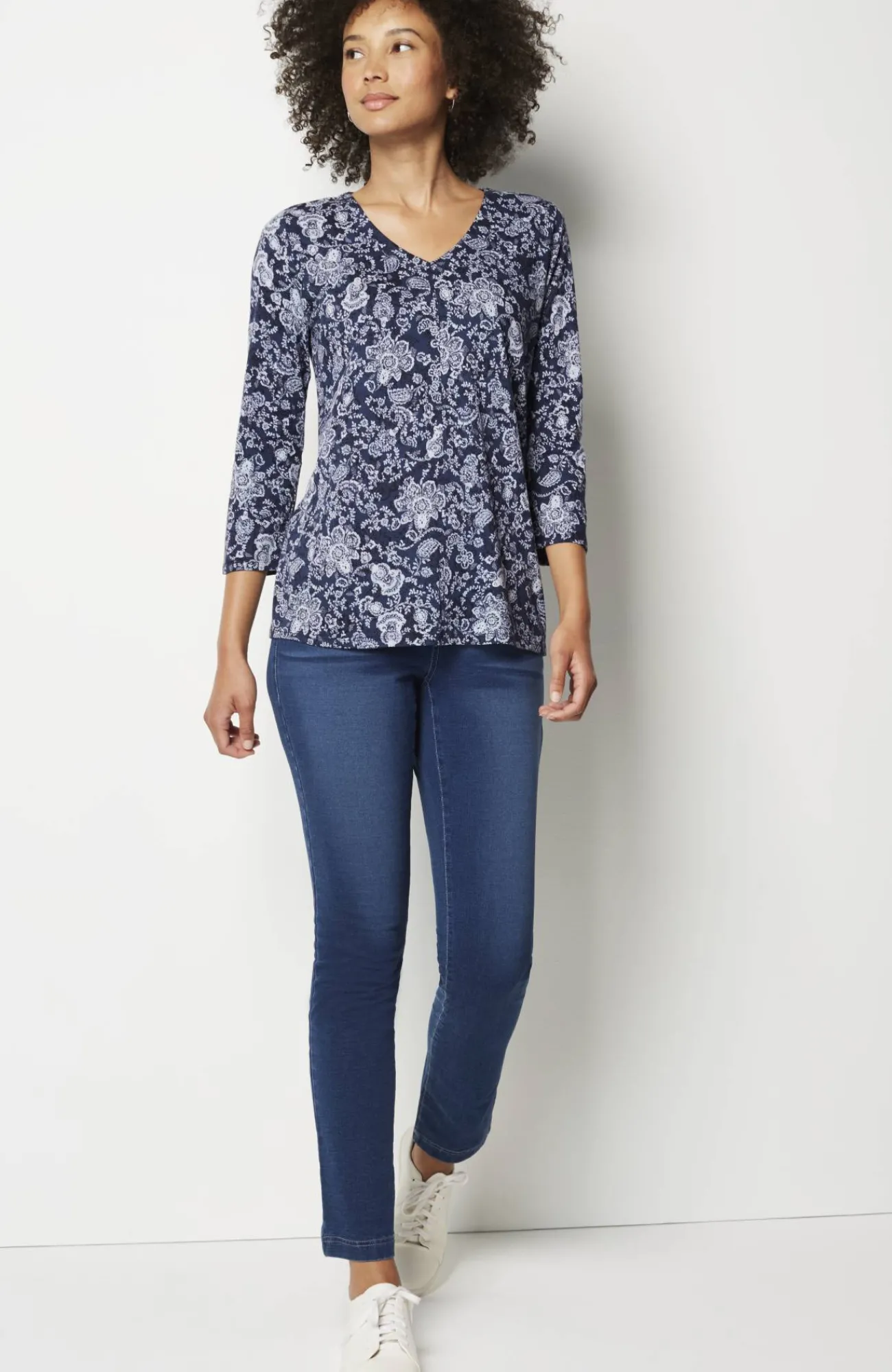 J.Jill Pure Jill Printed V-Neck Tee Cheap