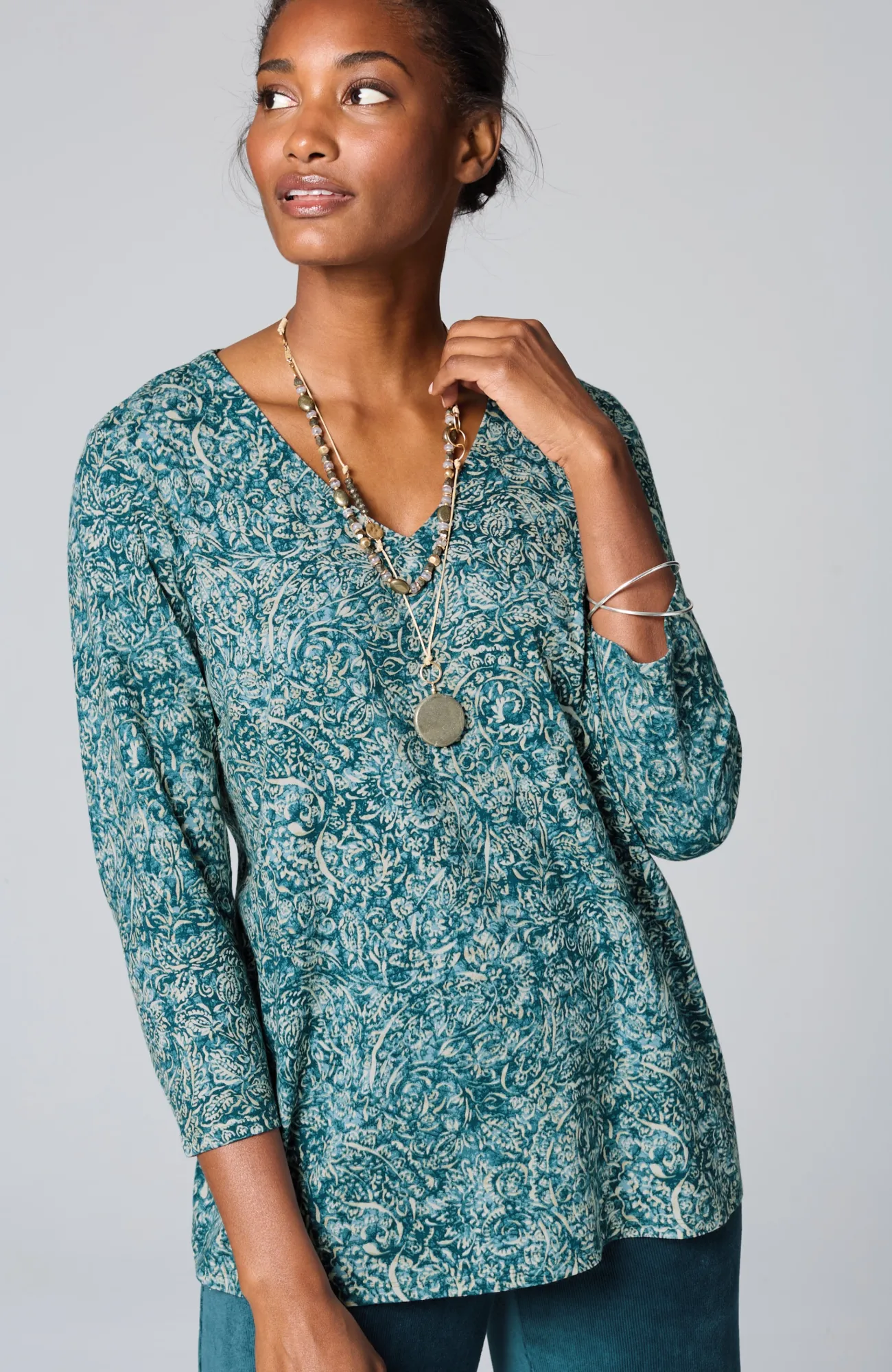 J.Jill Pure Jill Printed V-Neck Tee Cheap