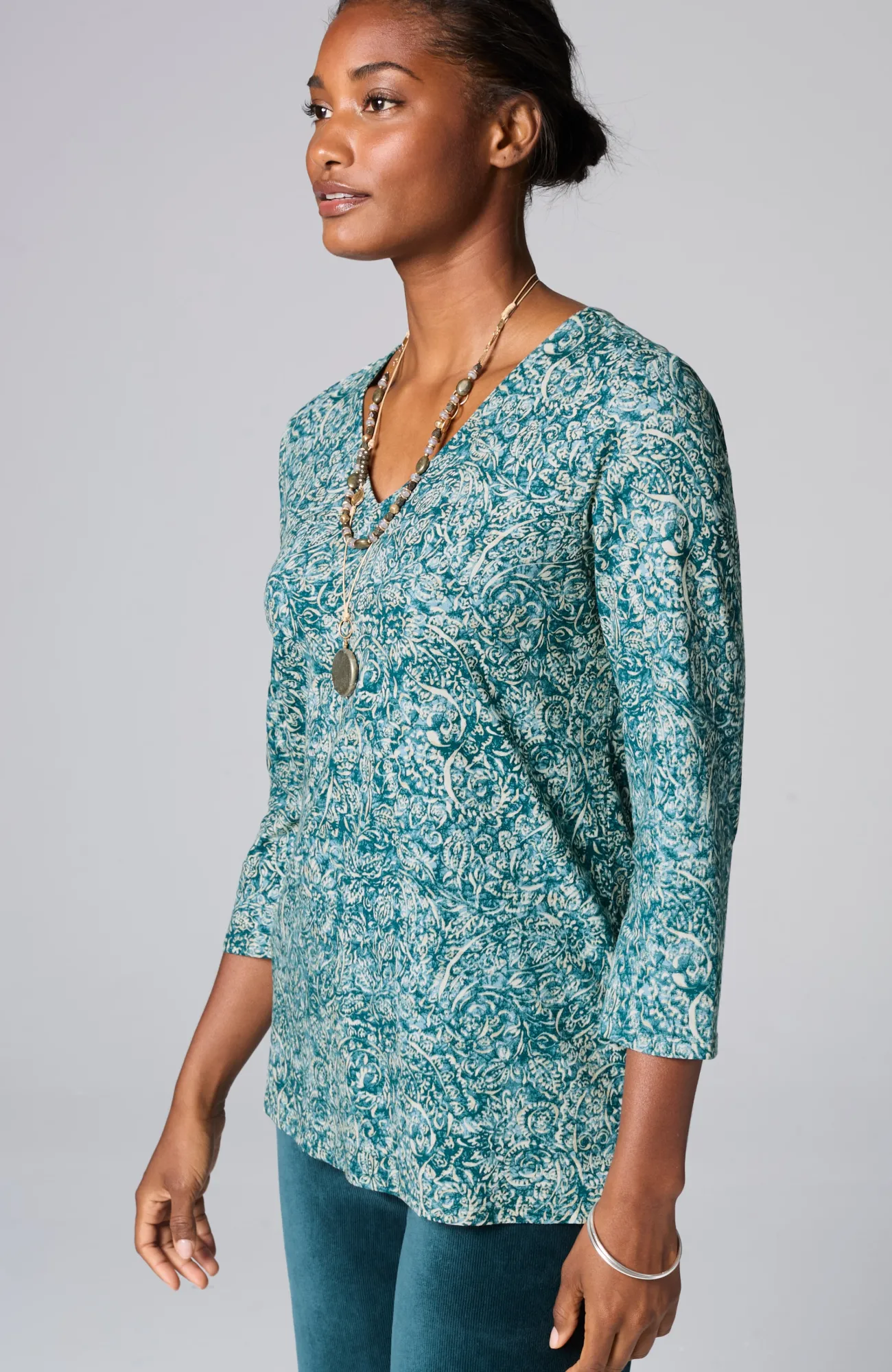 J.Jill Pure Jill Printed V-Neck Tee Cheap