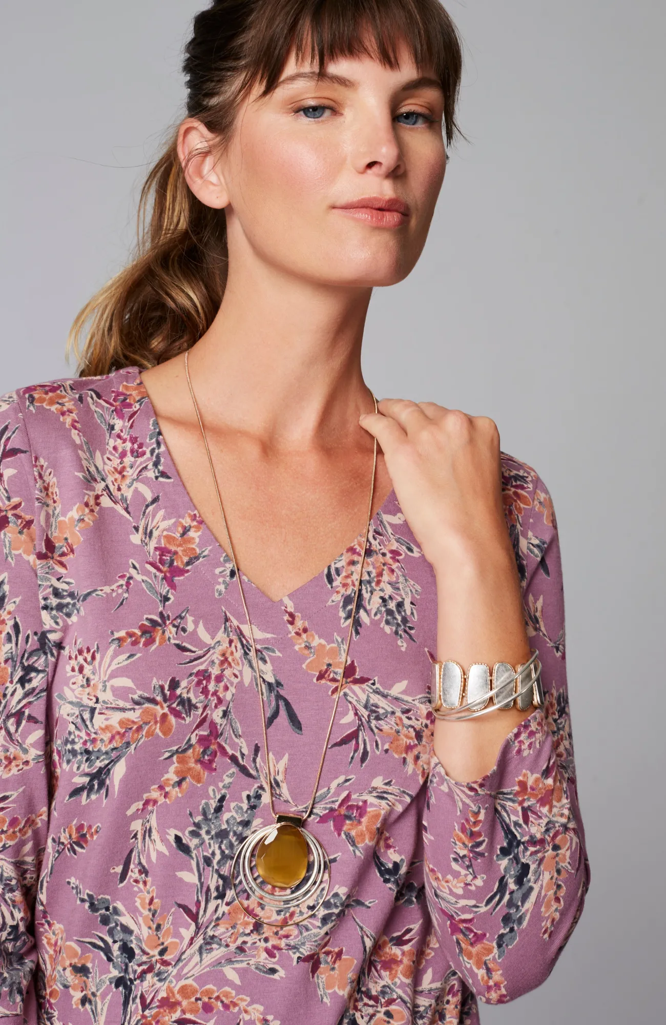 J.Jill Pure Jill Printed V-Neck Tee Cheap