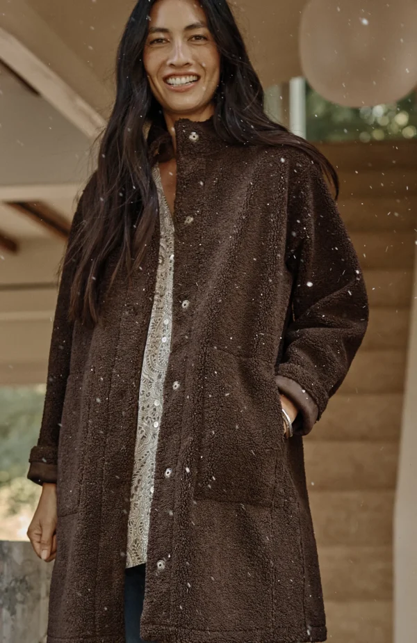 J.Jill Pure Jill Reversible Long Teddy Coat Chocolate New
