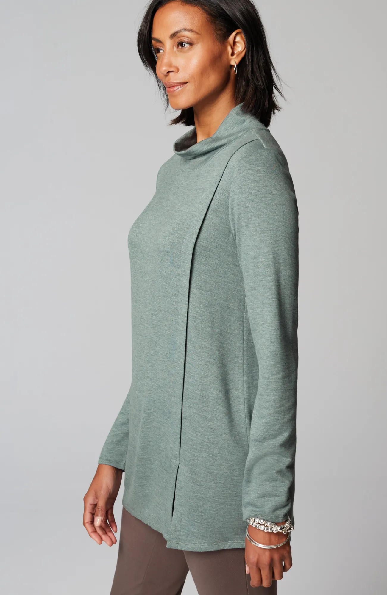 J.Jill Pure Jill Tranquility Mock-Neck Tunic Sage Blue Heather Cheap