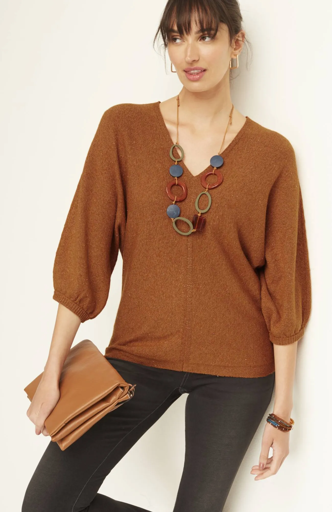 J.Jill Pure Jill Tweed Double-V Sweater Clearance