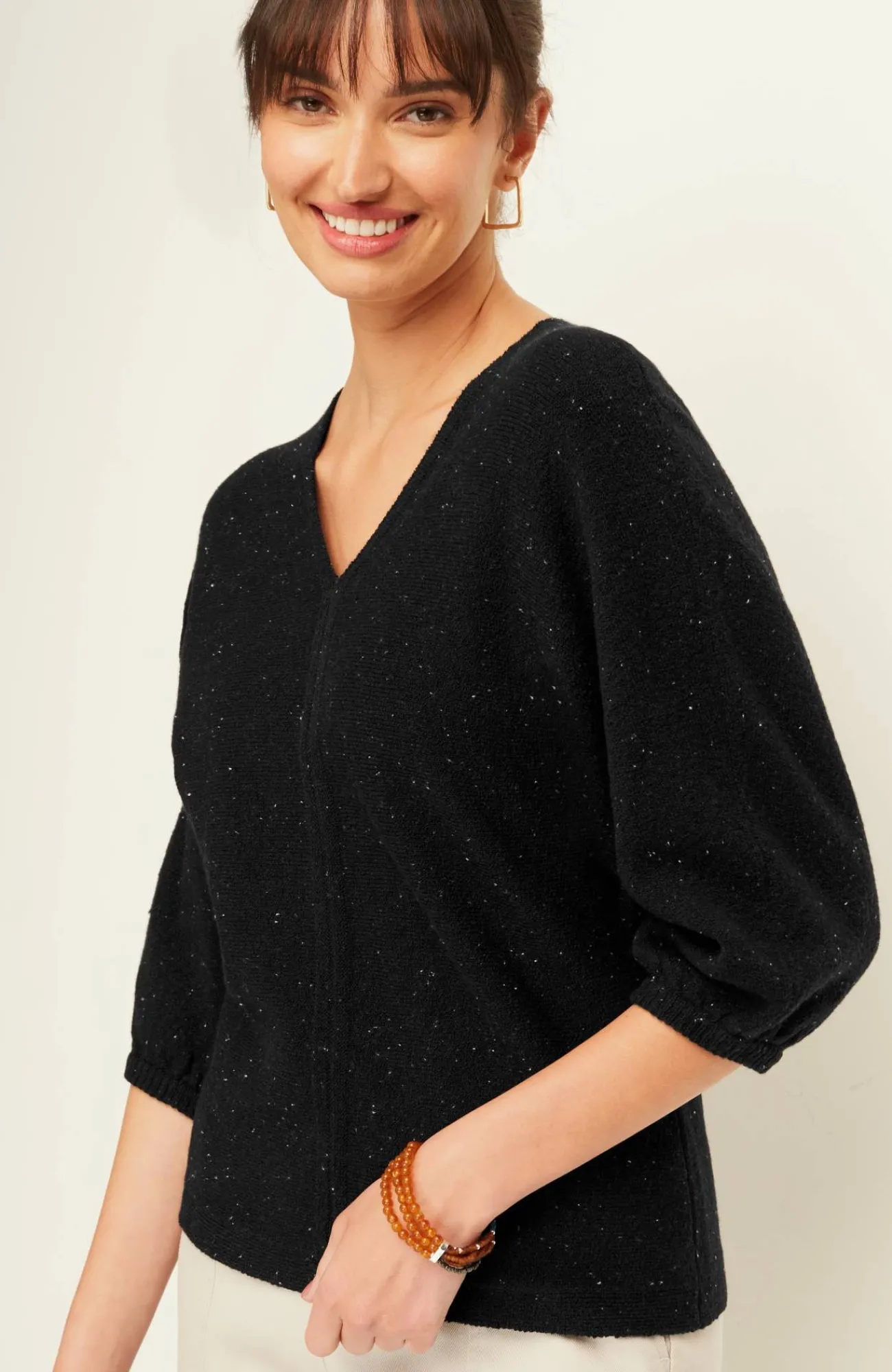 J.Jill Pure Jill Tweed Double-V Sweater Clearance