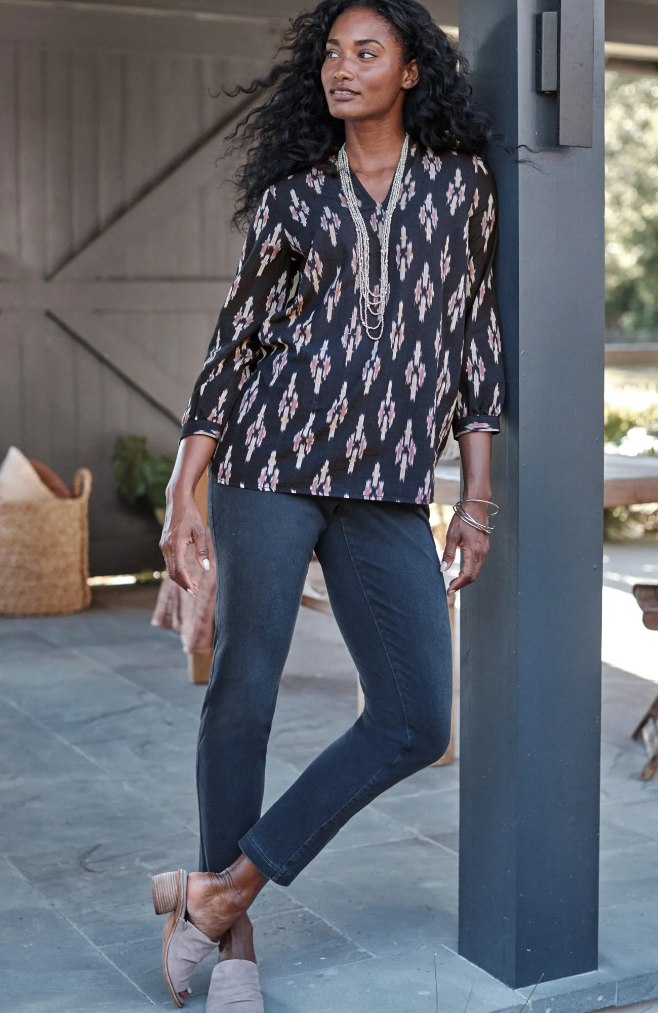 J.Jill Pure Jill V-Neck Ikat Top Store