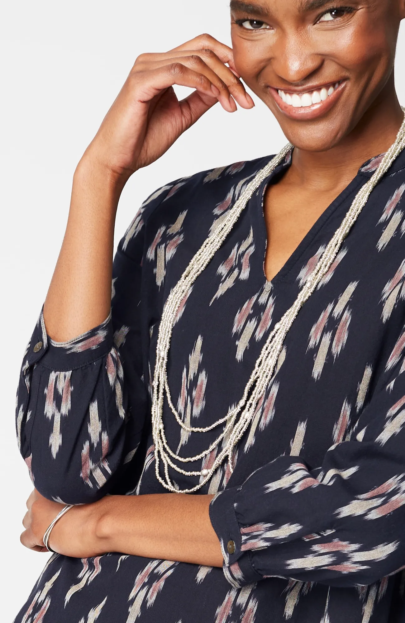 J.Jill Pure Jill V-Neck Ikat Top Store
