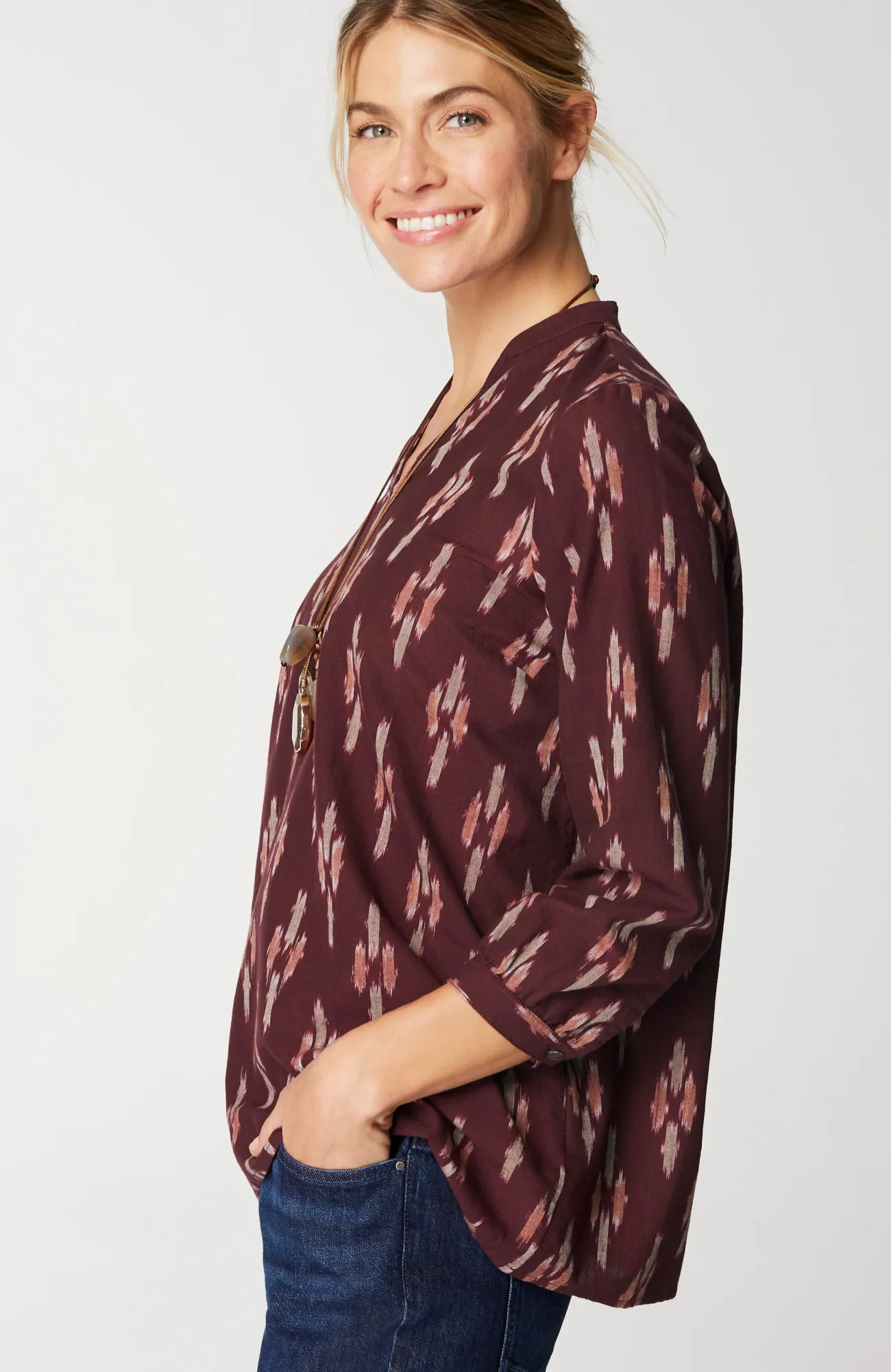 J.Jill Pure Jill V-Neck Ikat Top Store