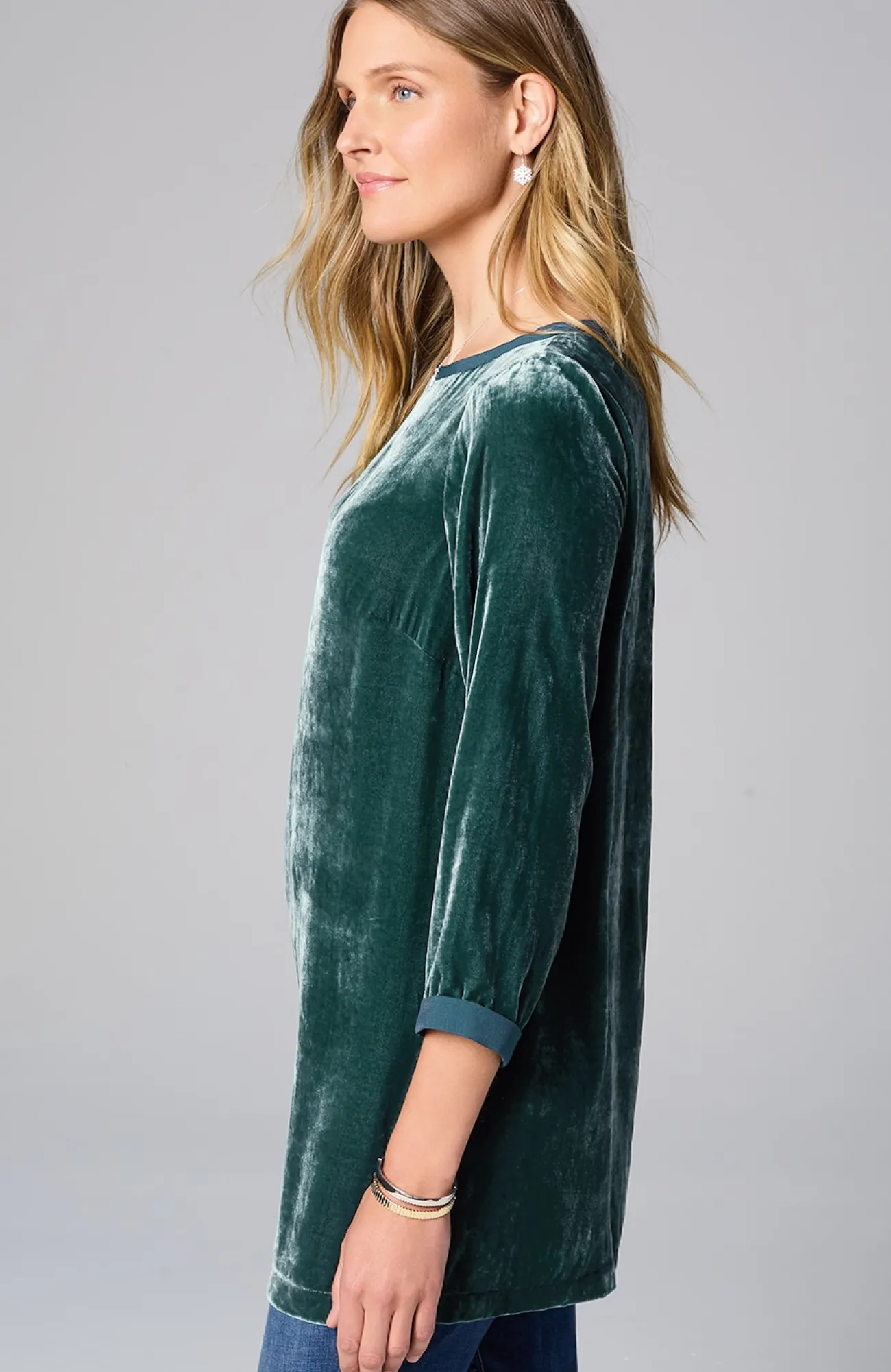 J.Jill Rayon Silk Velvet Boat-Neck Tunic Best