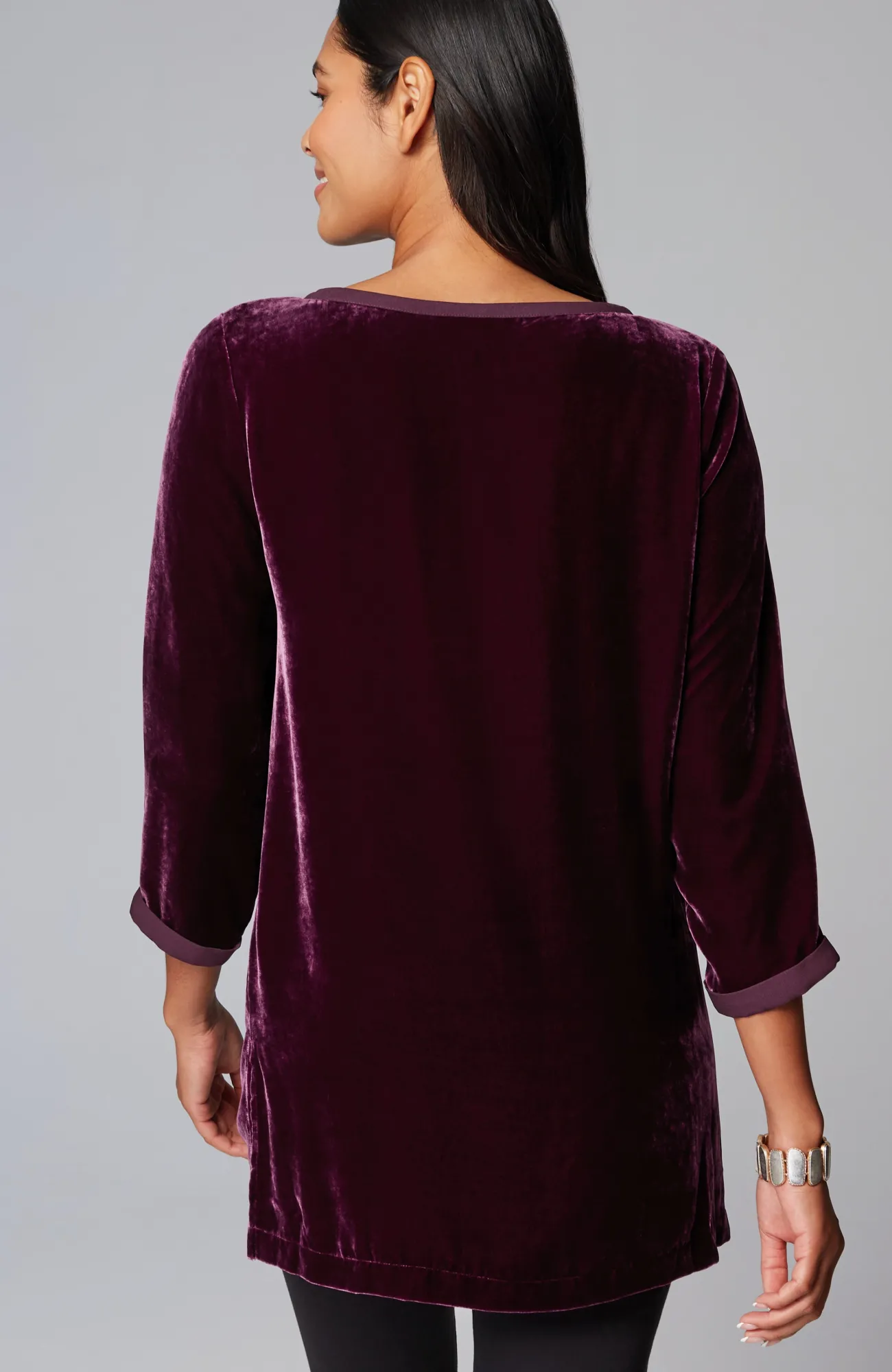 J.Jill Rayon Silk Velvet Boat-Neck Tunic Best