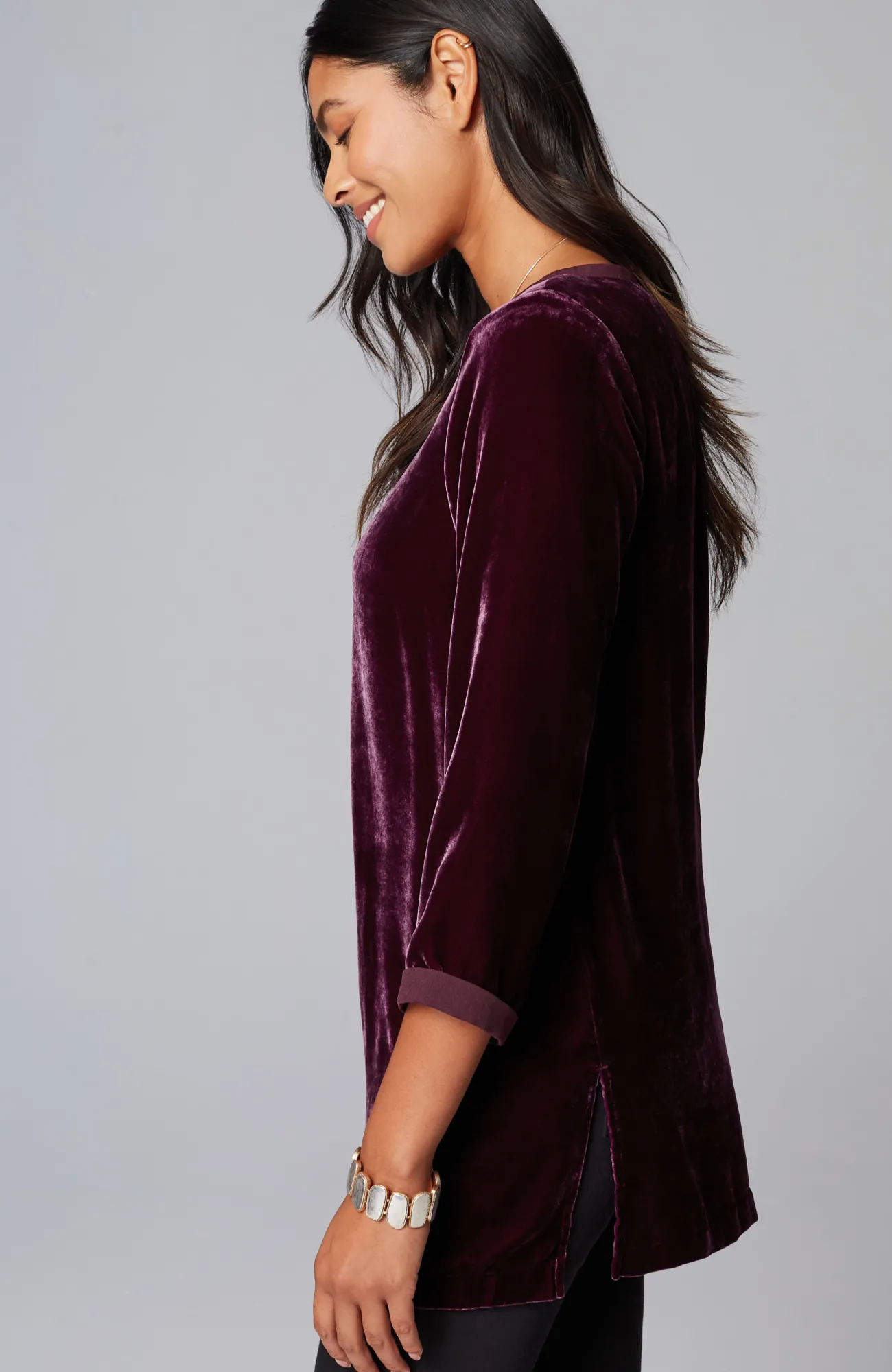 J.Jill Rayon Silk Velvet Boat-Neck Tunic Best