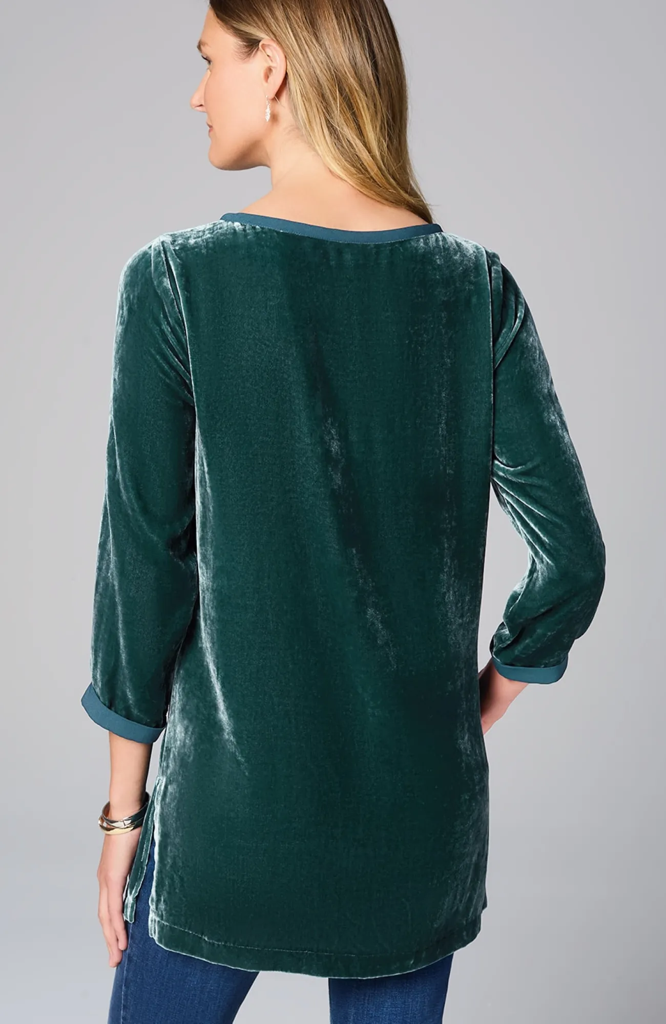 J.Jill Rayon Silk Velvet Boat-Neck Tunic Best