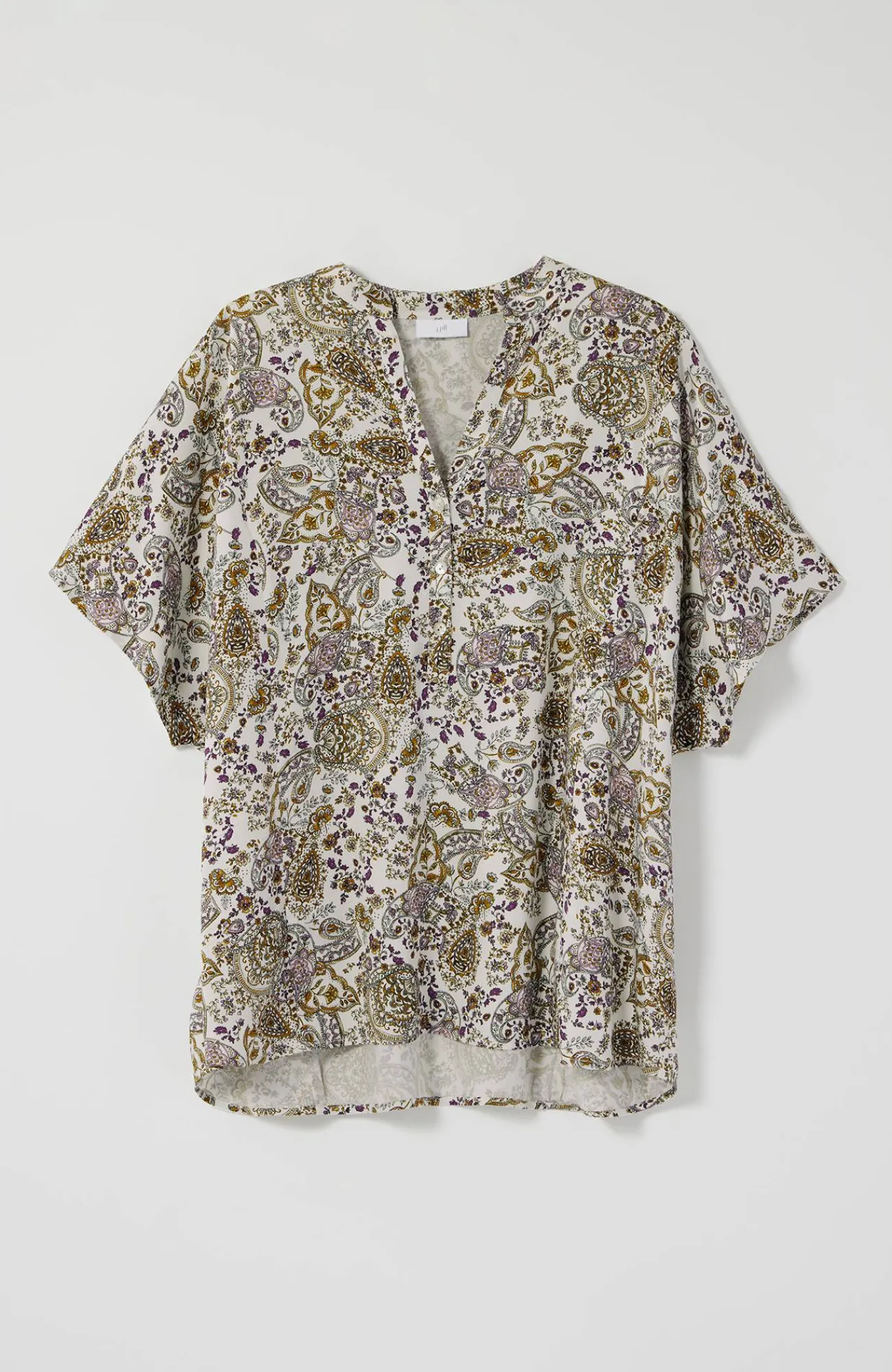 J.Jill Relaxed Printed Satin Top Porcelain Paisley Lace Discount