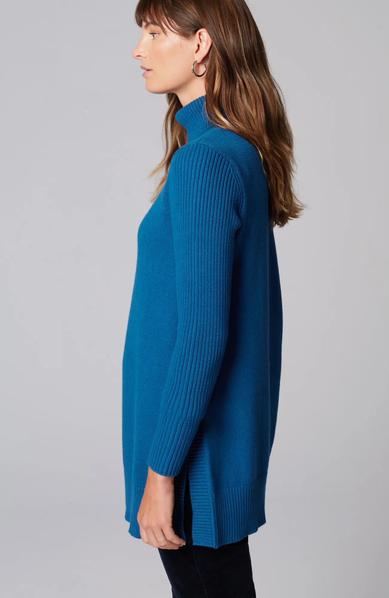 J.Jill Ribbed-Sleeves Turtleneck Sweater Fashion