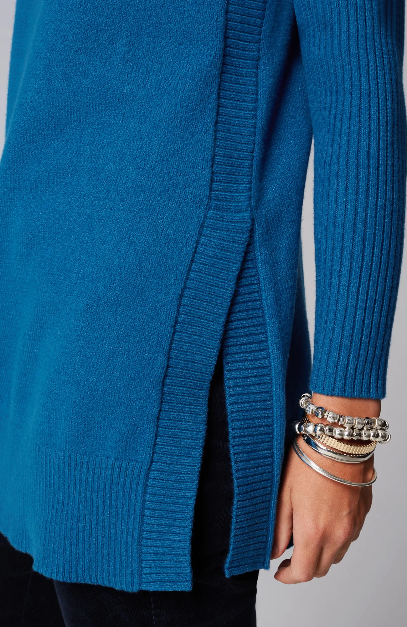 J.Jill Ribbed-Sleeves Turtleneck Sweater Fashion