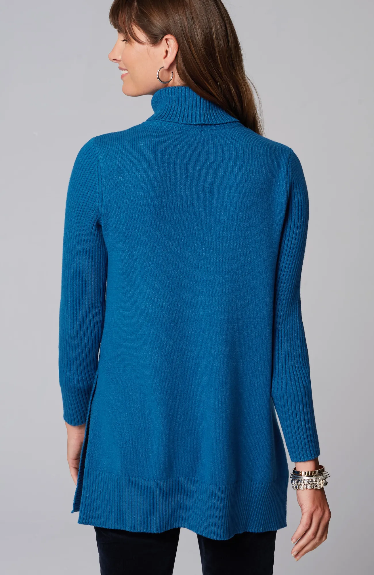 J.Jill Ribbed-Sleeves Turtleneck Sweater Fashion