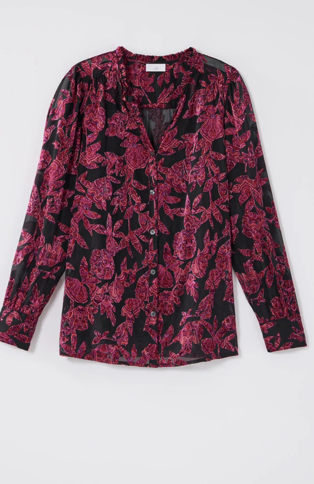J.Jill Ruffled Burnout Top Black Vibrant Tapestry Best Sale