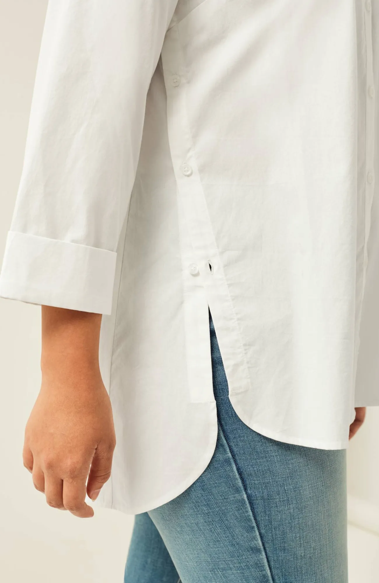J.Jill Side-Button Stepped-Hem Tunic Outlet