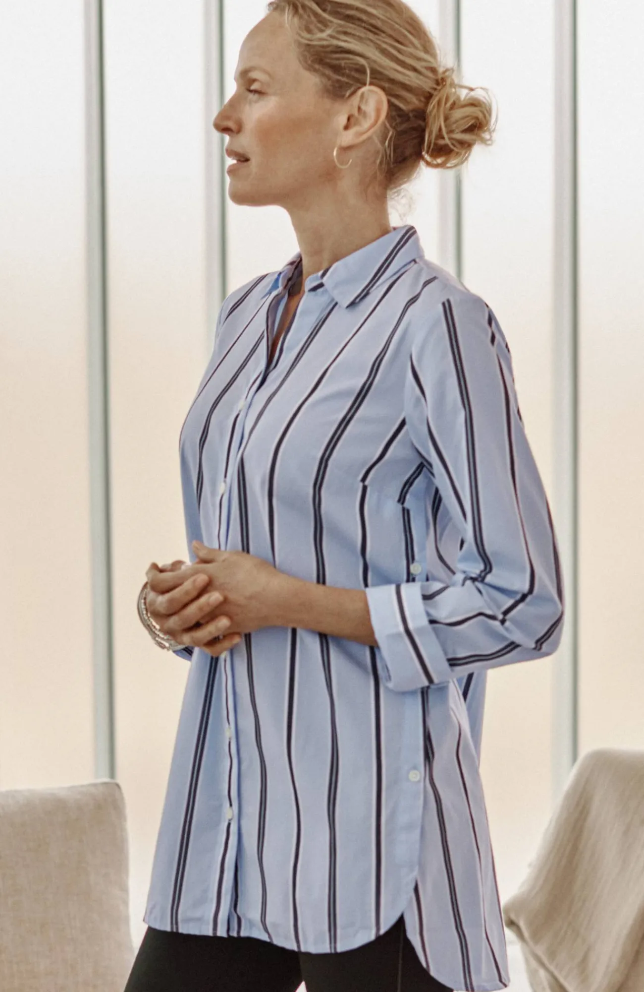 J.Jill Side-Button Stepped-Hem Tunic Outlet