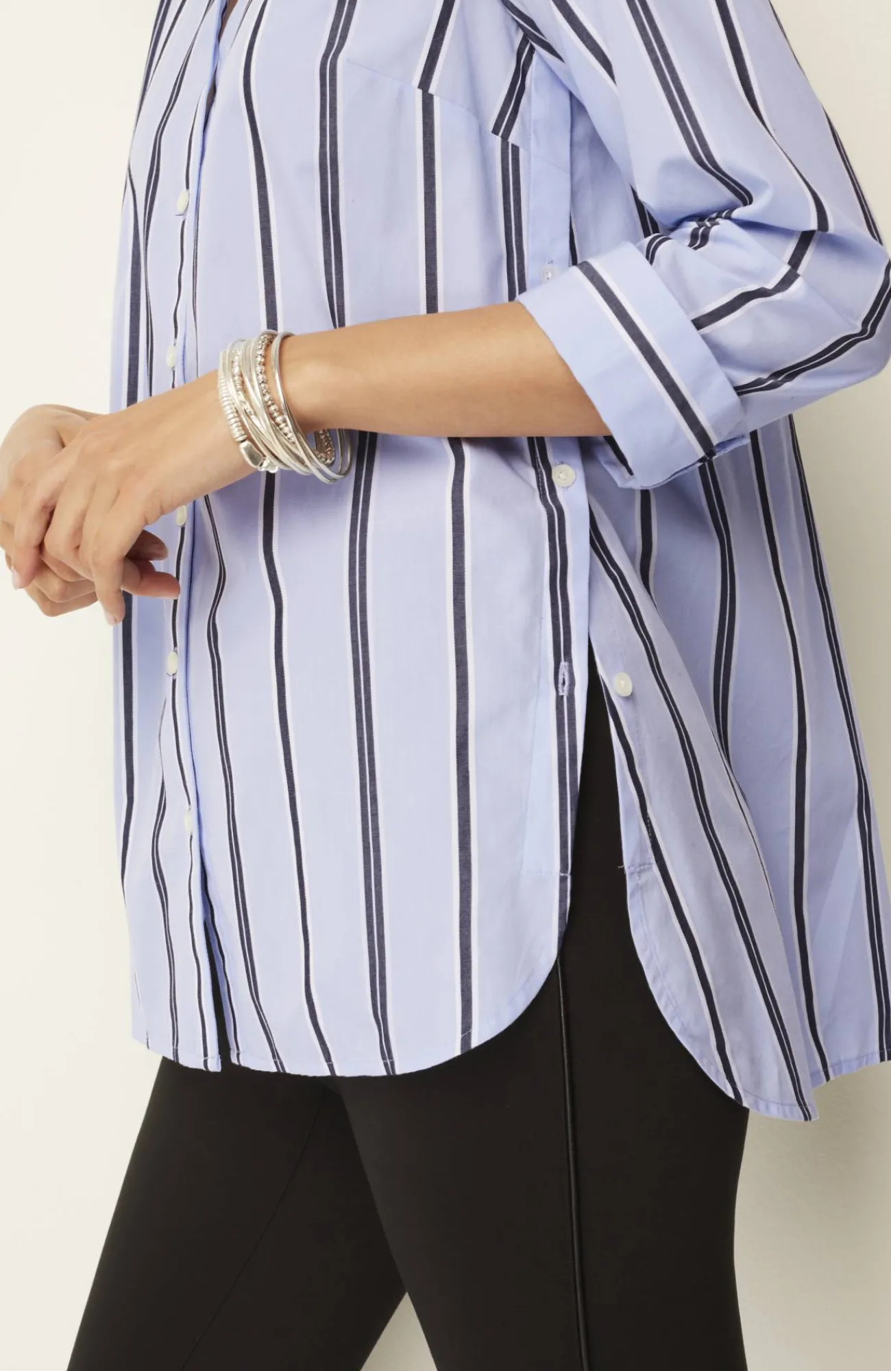 J.Jill Side-Button Stepped-Hem Tunic Outlet