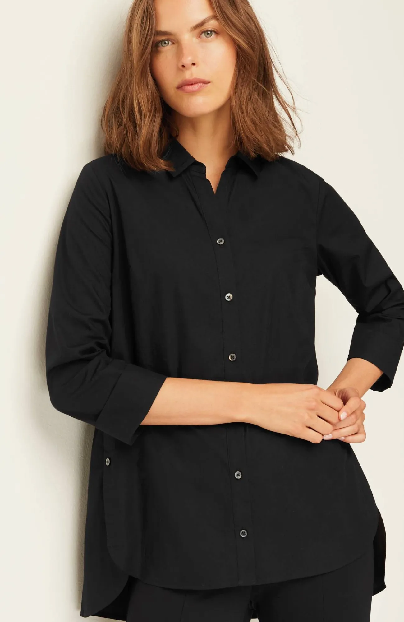 J.Jill Side-Button Stepped-Hem Tunic Outlet