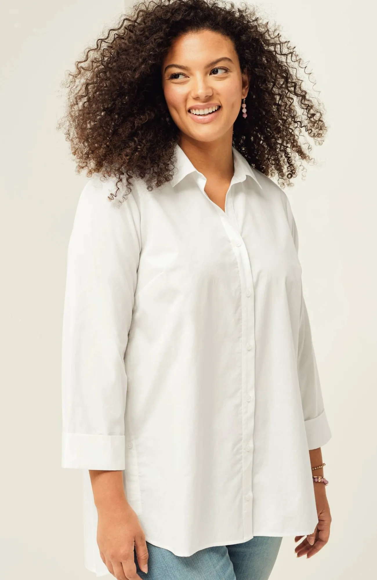 J.Jill Side-Button Stepped-Hem Tunic Outlet