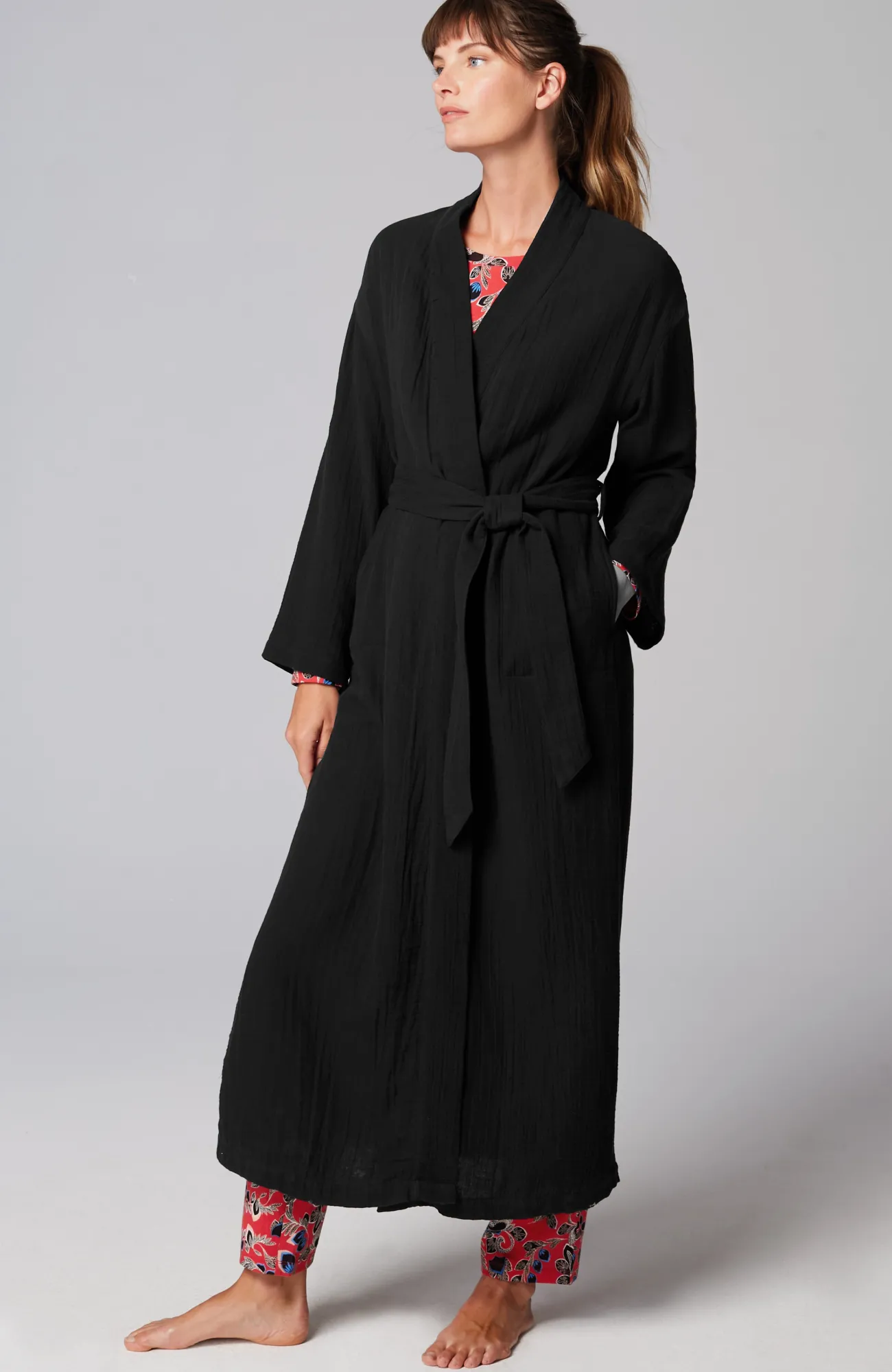 J.Jill Sleep Cotton-Gauze Robe Thyme New