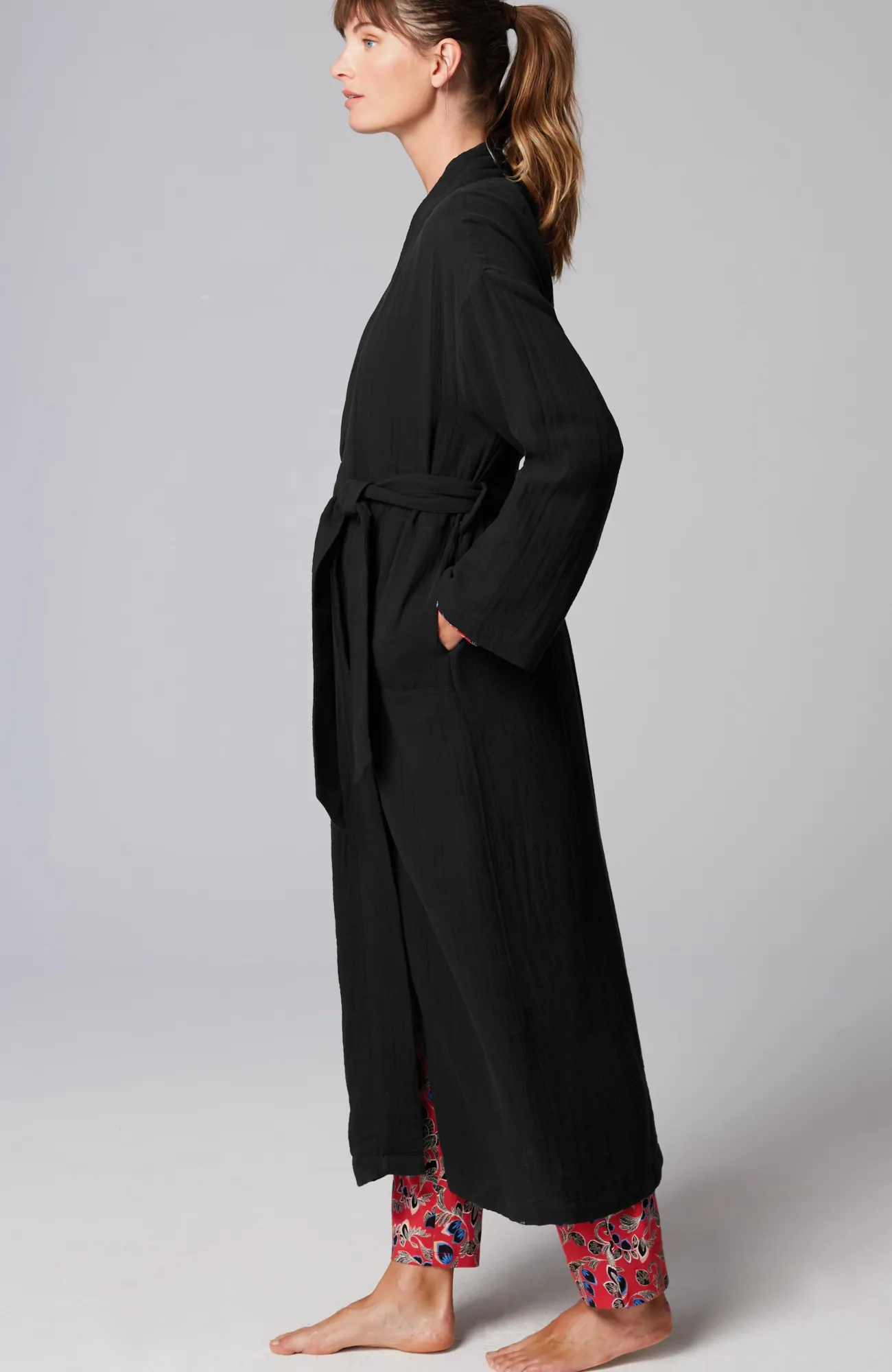 J.Jill Sleep Cotton-Gauze Robe Thyme New