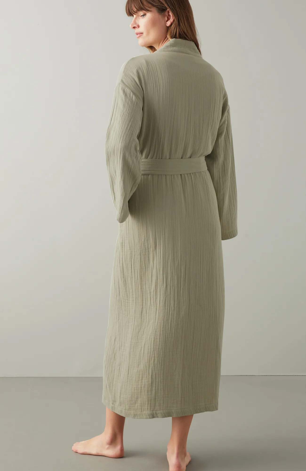 J.Jill Sleep Cotton-Gauze Robe Thyme New