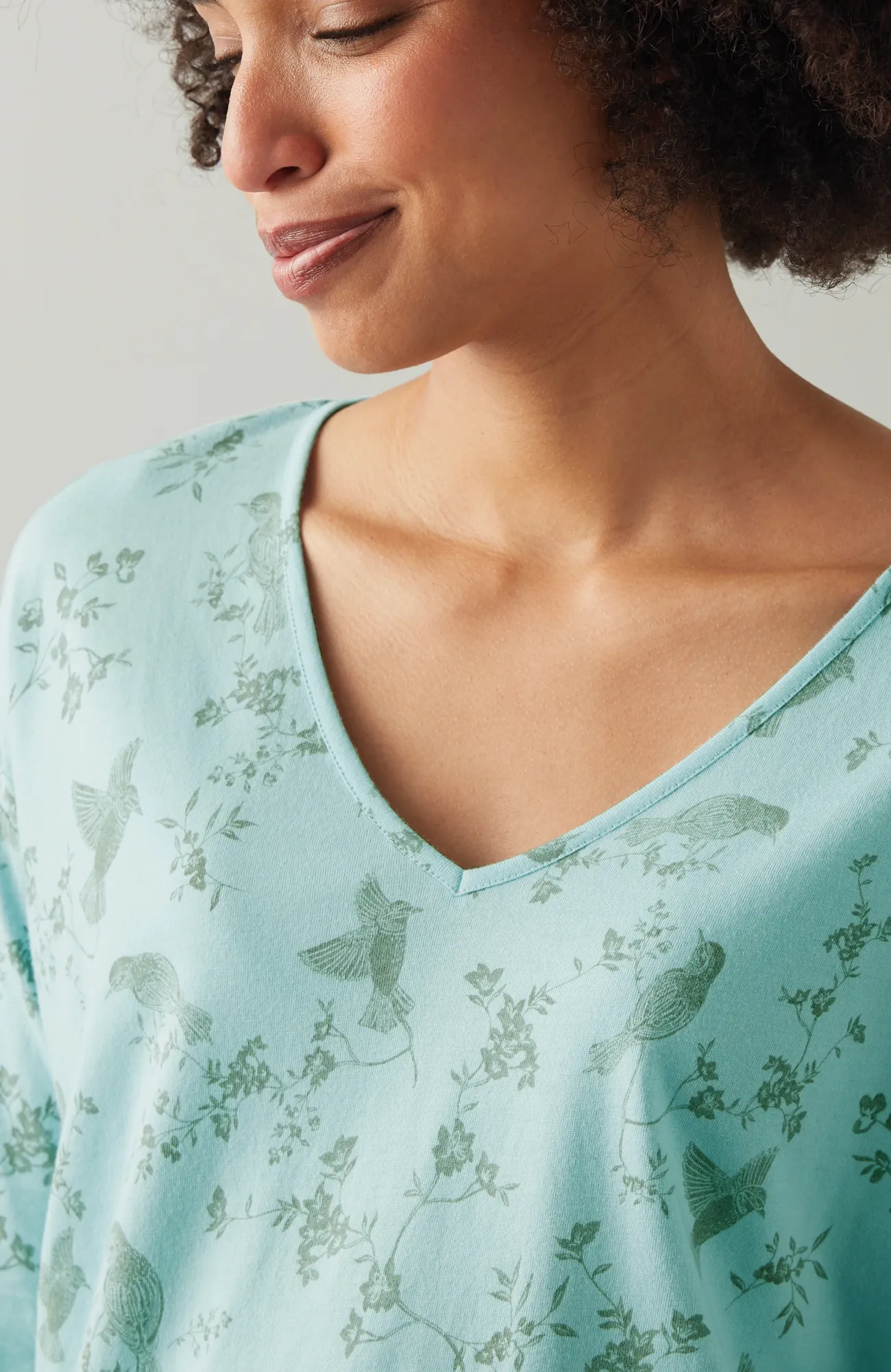 J.Jill Sleep Ultrasoft V-Neck Soft Blue Bird Paradise Store