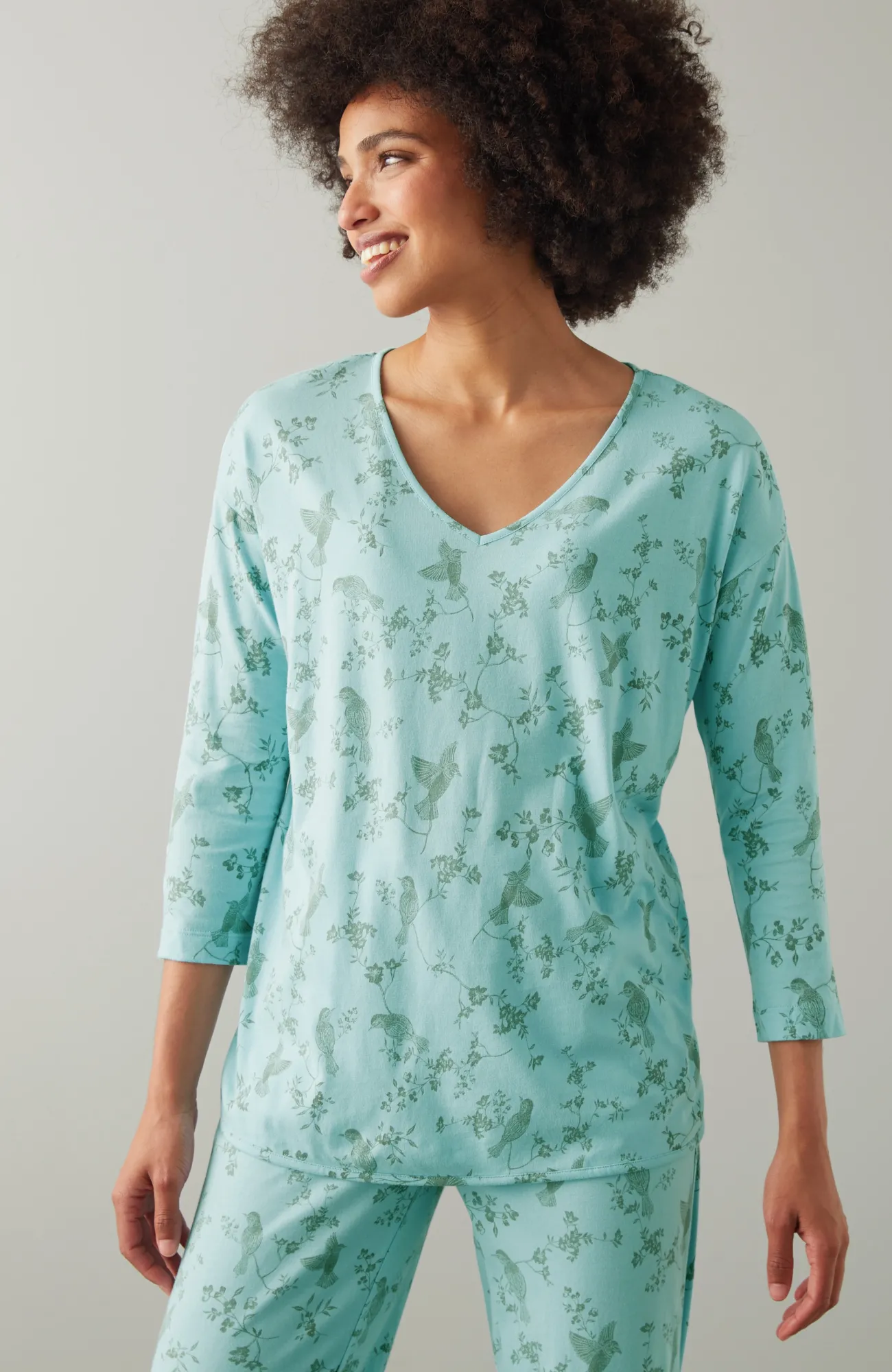 J.Jill Sleep Ultrasoft V-Neck Soft Blue Bird Paradise Store