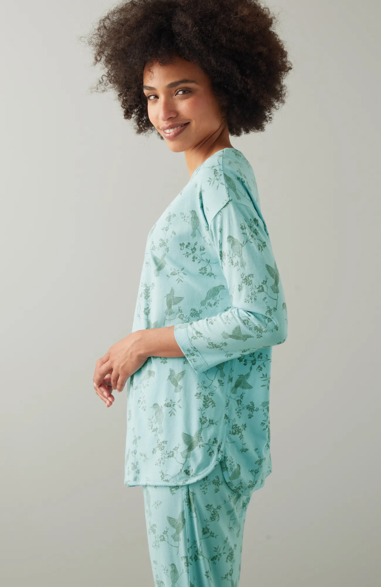 J.Jill Sleep Ultrasoft V-Neck Soft Blue Bird Paradise Store