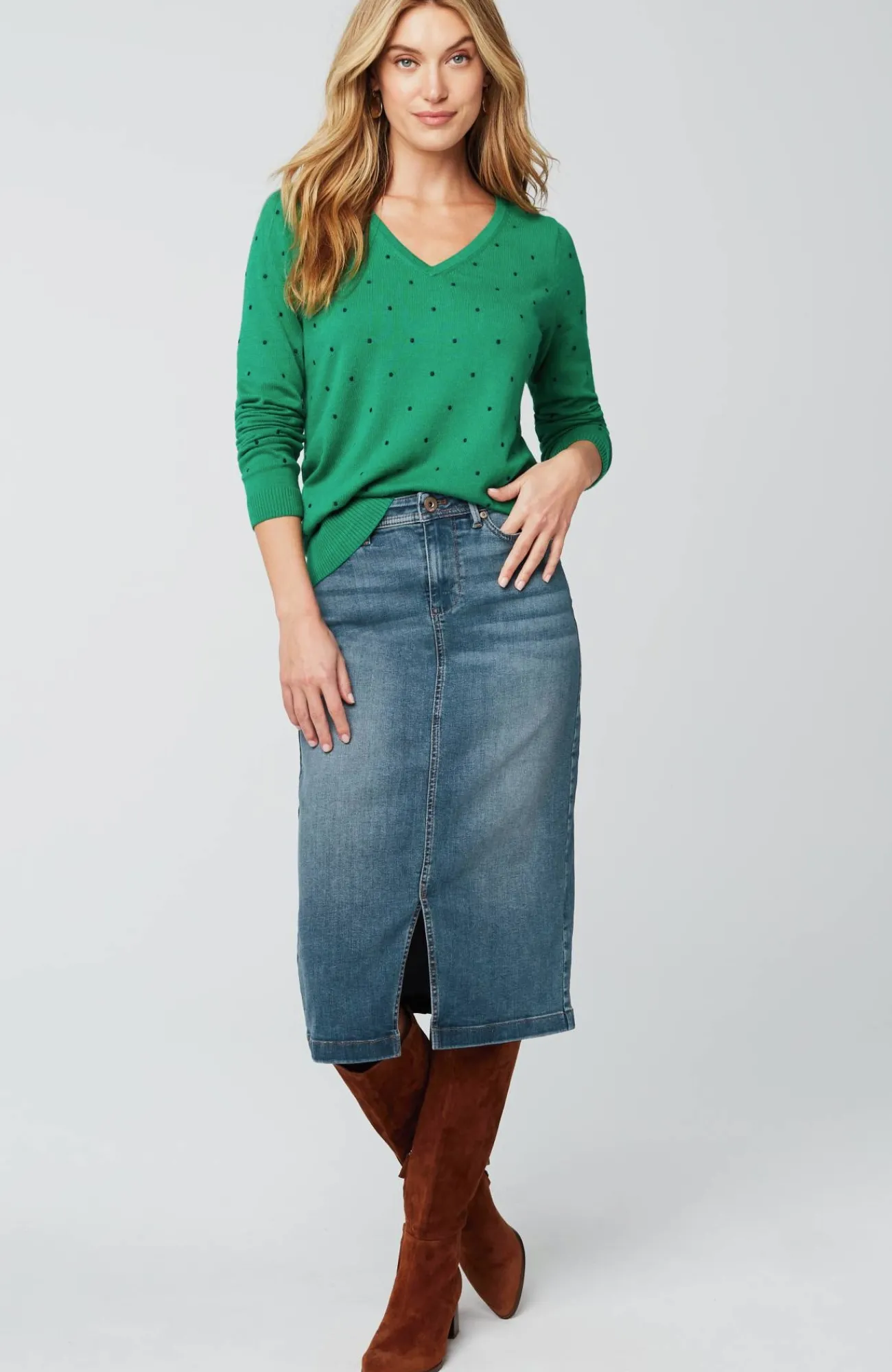 J.Jill Slit-Hem Denim Skirt Best Sale