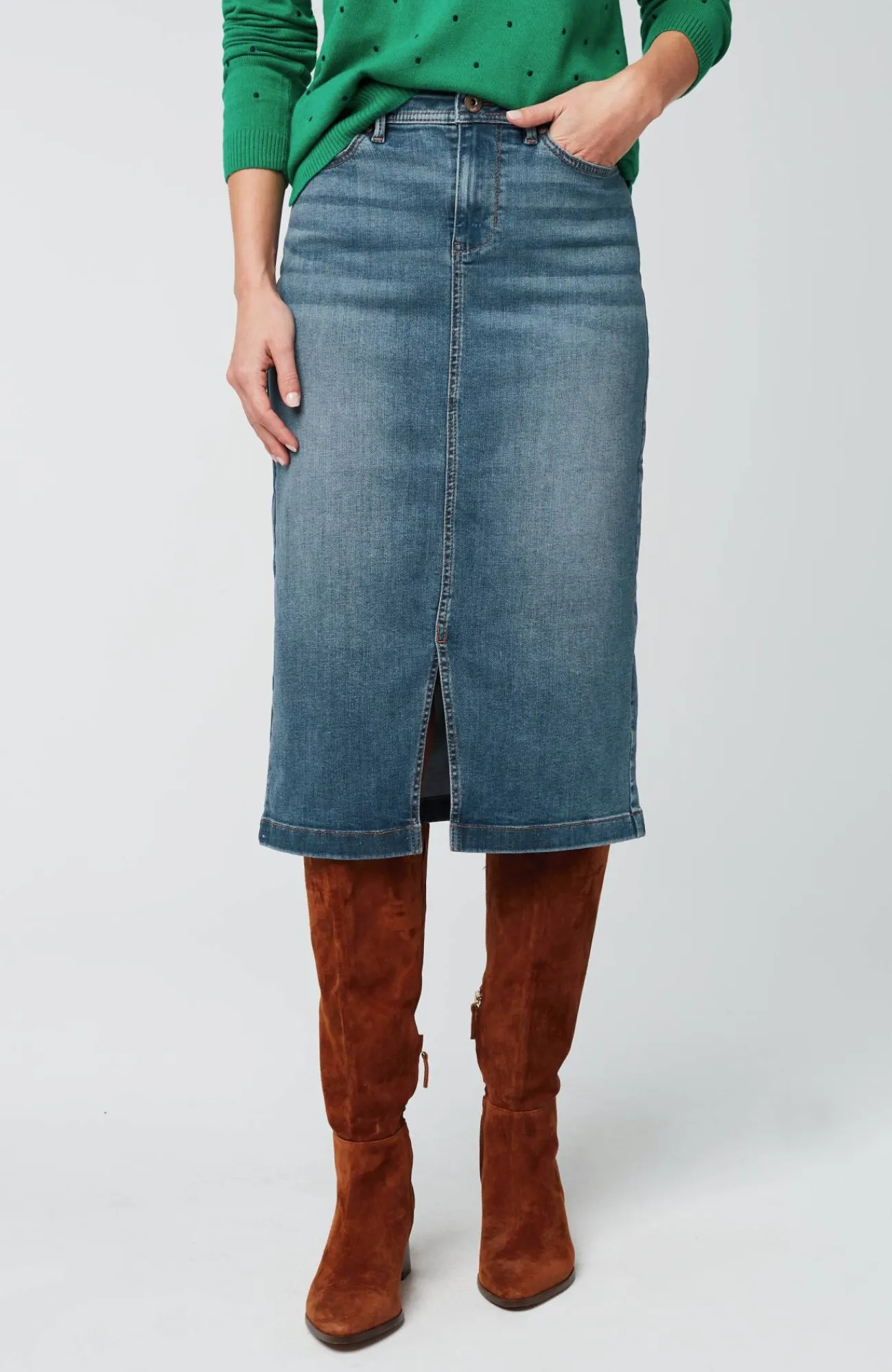 J.Jill Slit-Hem Denim Skirt Best Sale