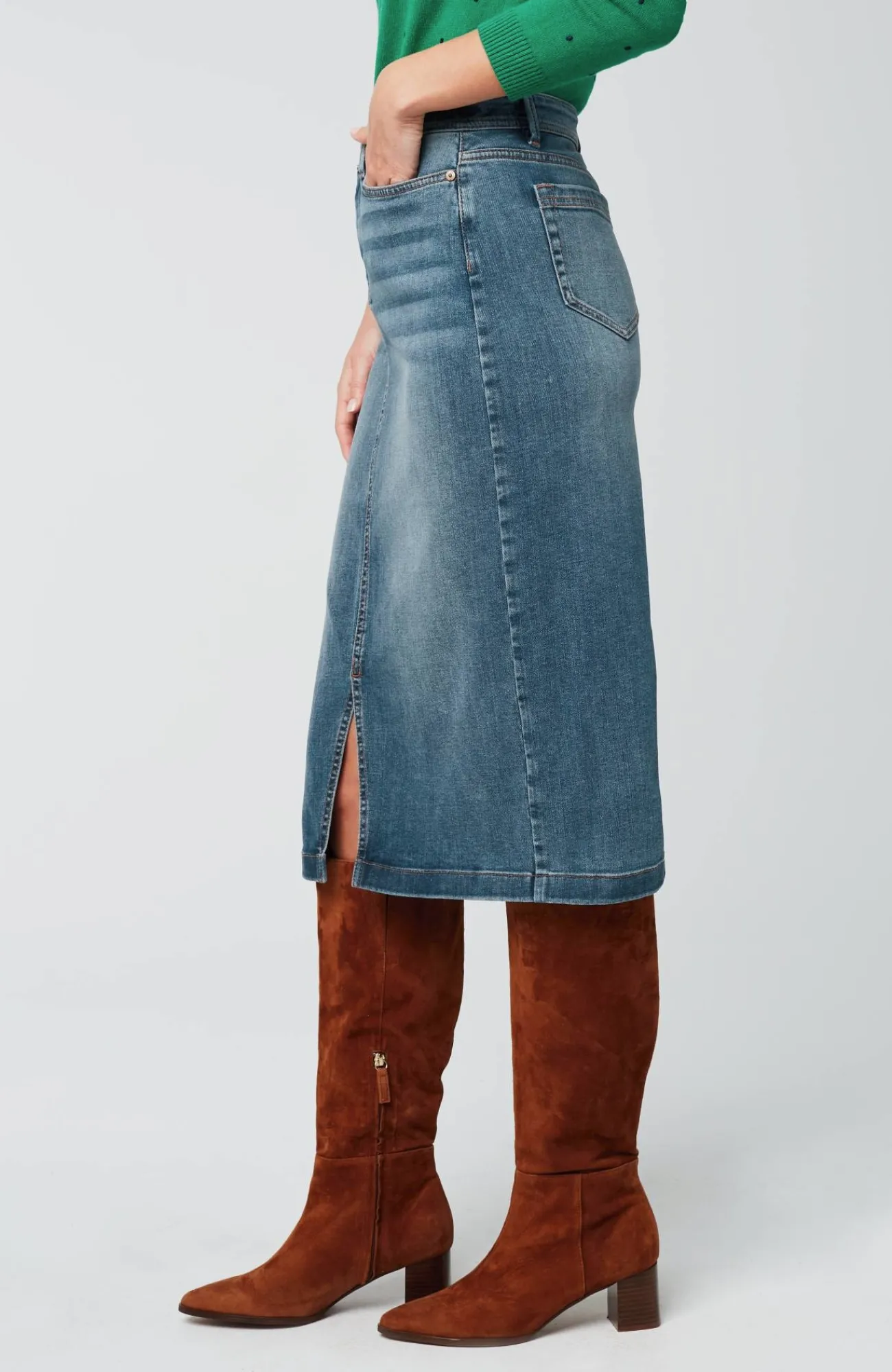 J.Jill Slit-Hem Denim Skirt Best Sale