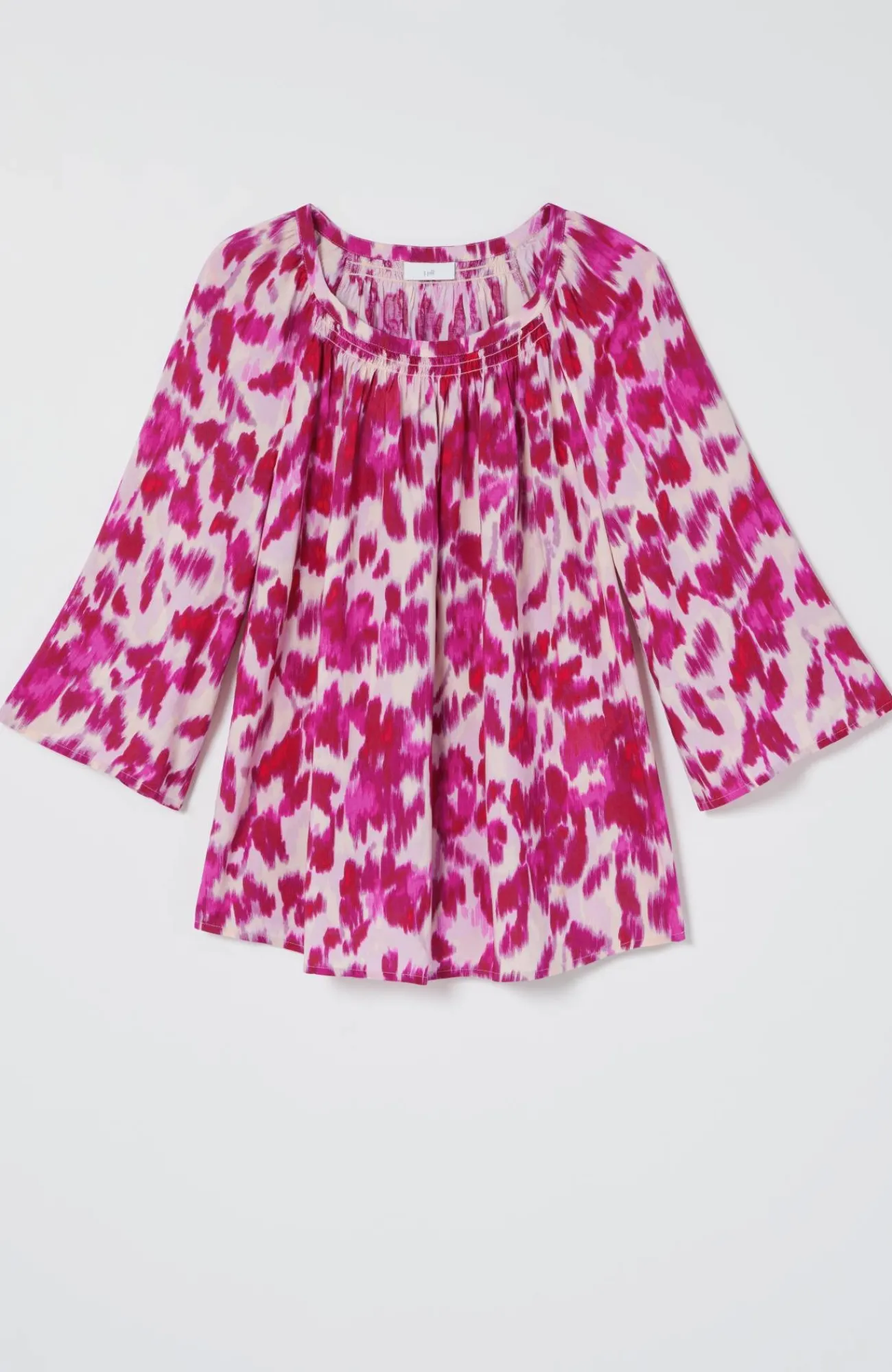 J.Jill Smocked Scoop-Neck Top Peony Watercolor Ikat New